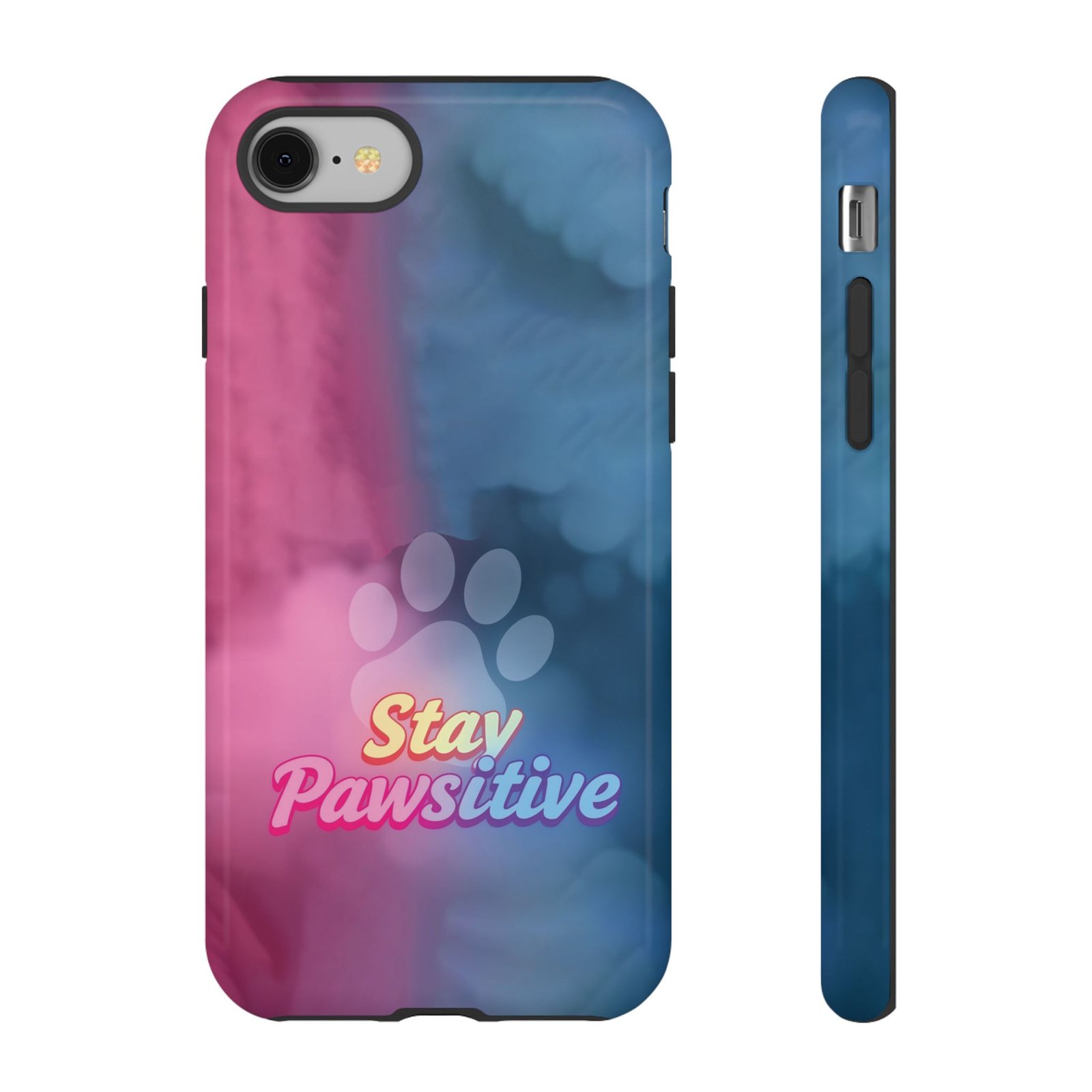 Stay Pawsitive Neon Paw Phone Case | Colorful Dog Lover Gift | Glossy Tough iPhone, Samsung & Pixel Cover