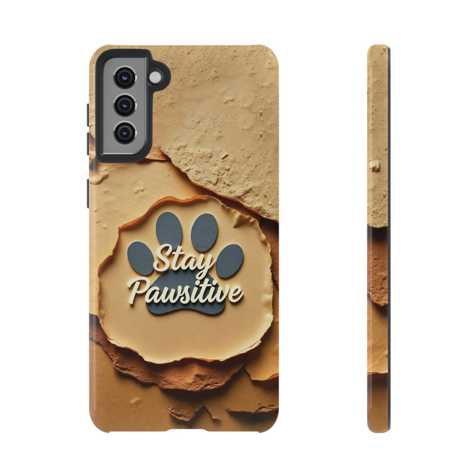 Stay Pawsitive Sand Paw Phone Case | Warm Earth-Tone Dog Lover Gift | Glossy Tough iPhone, Samsung & Pixel Cover - Image 29