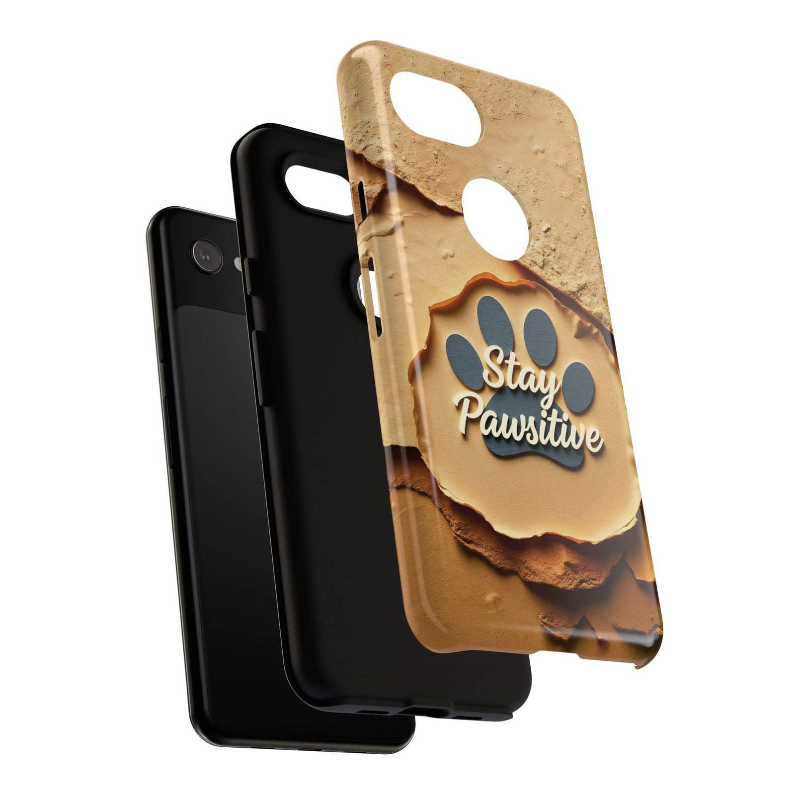 Stay Pawsitive Sand Paw Phone Case | Warm Earth-Tone Dog Lover Gift | Glossy Tough iPhone, Samsung & Pixel Cover - Image 149