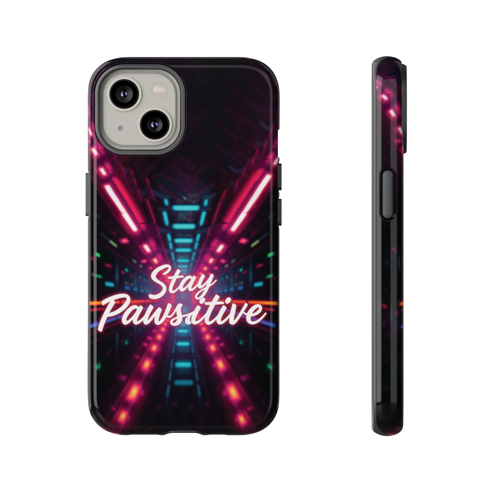 Stay Pawsitive Cyber Tunnel Phone Case | Futuristic Dog Lover Gift | Glossy Tough iPhone, Samsung & Pixel Cover - Image 44