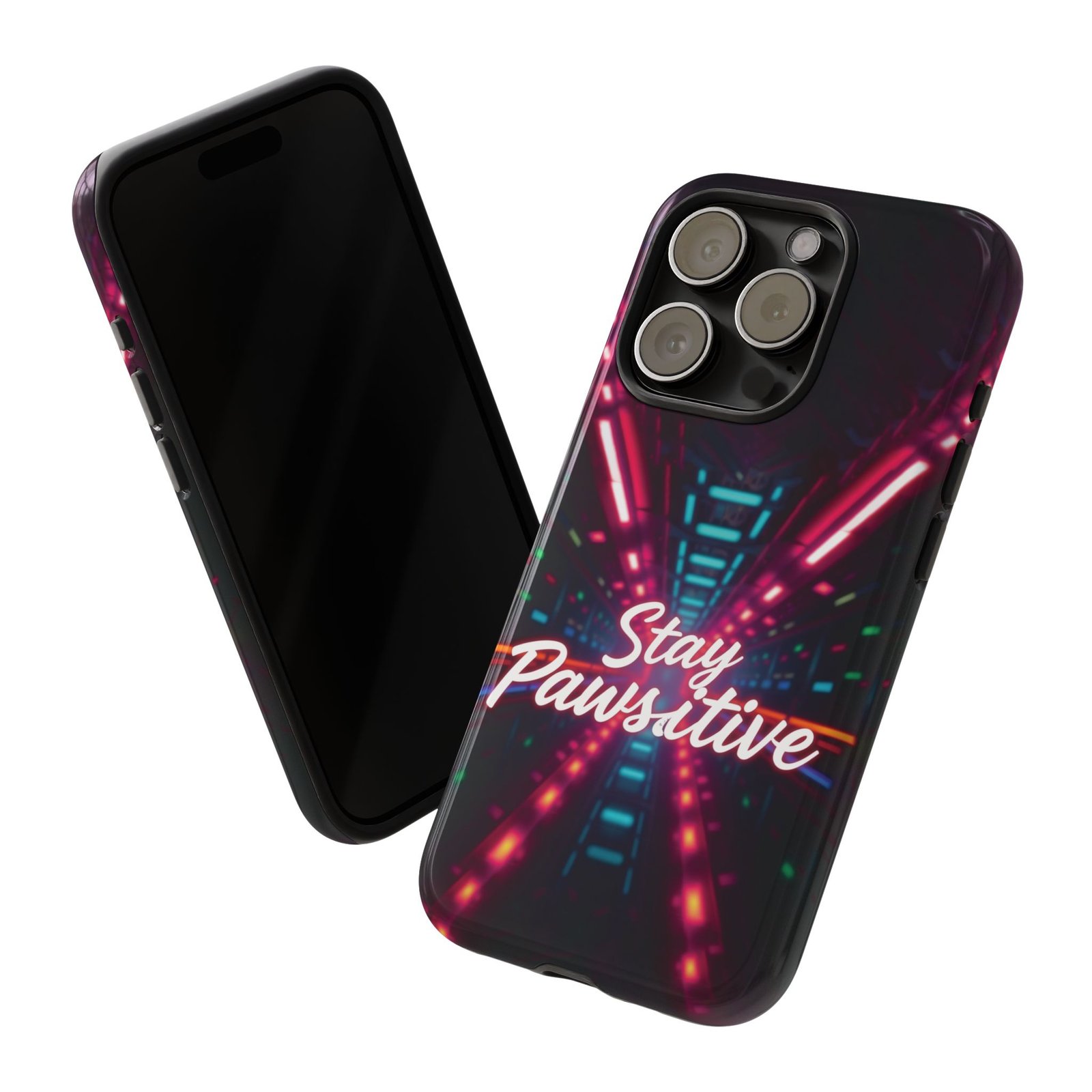 Stay Pawsitive Cyber Tunnel Phone Case | Futuristic Dog Lover Gift | Glossy Tough iPhone, Samsung & Pixel Cover - Image 87