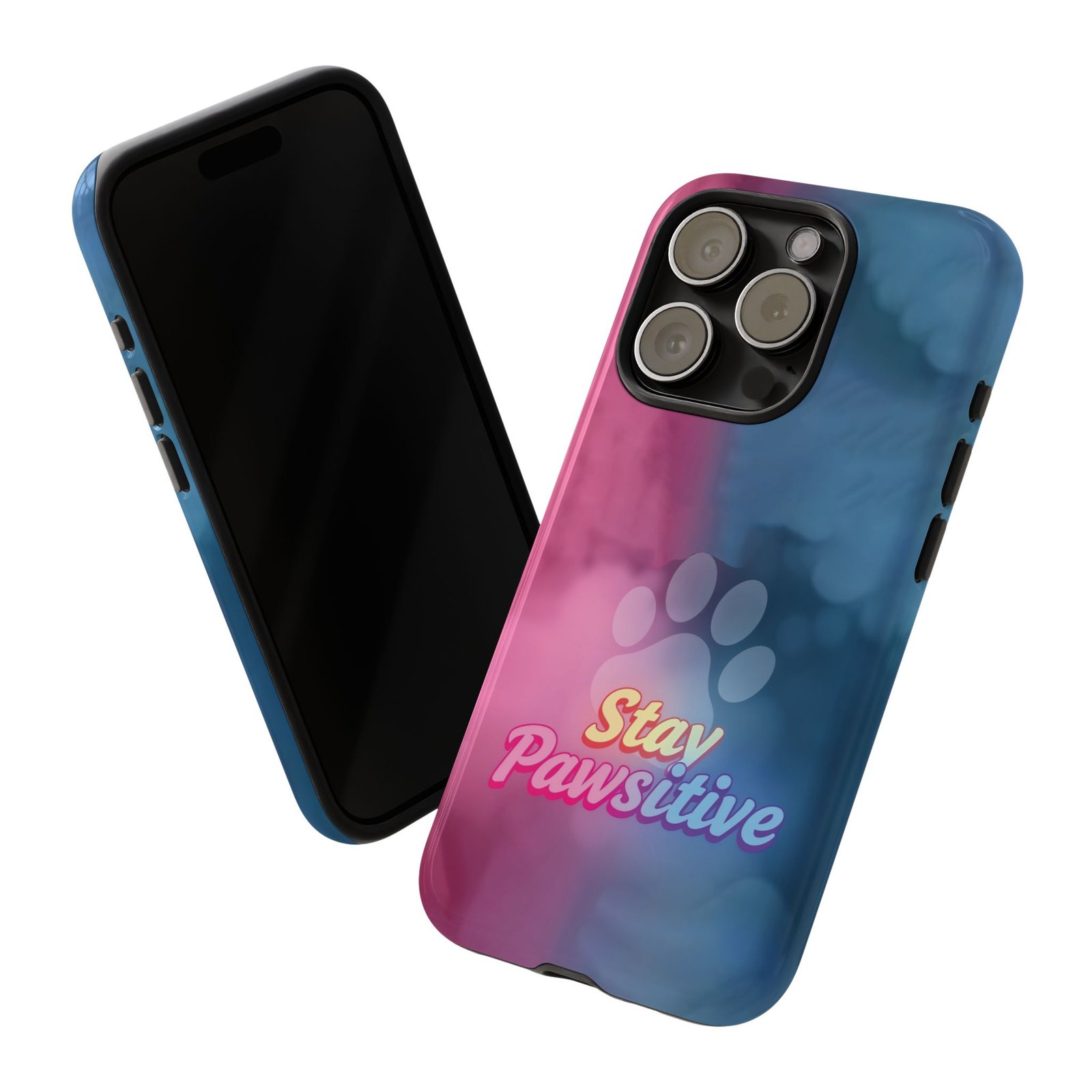 Stay Pawsitive Neon Paw Phone Case | Colorful Dog Lover Gift | Glossy Tough iPhone, Samsung & Pixel Cover - Image 87