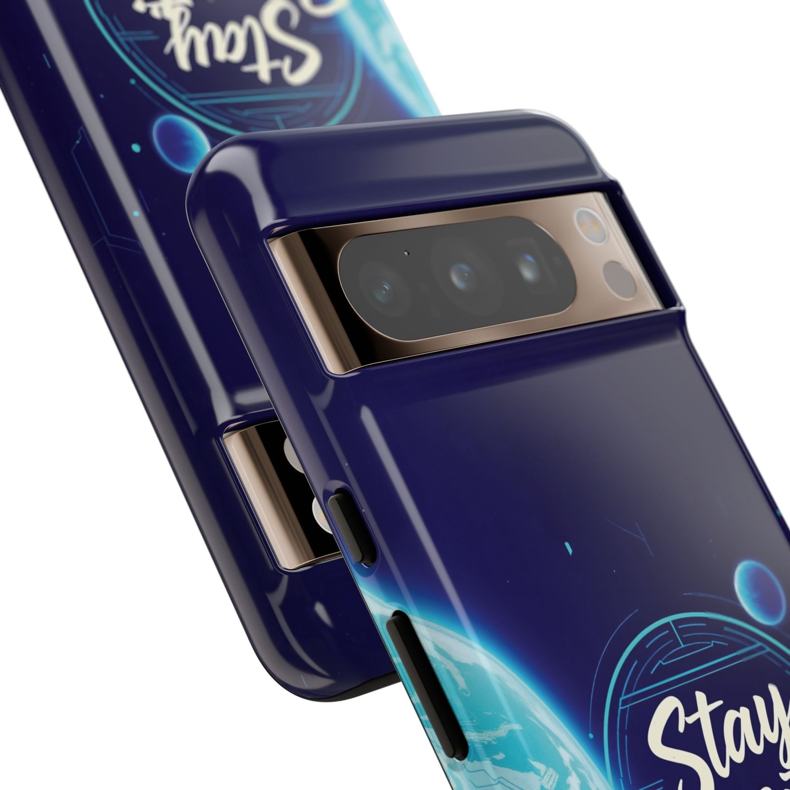 Stay Pawsitive Planet Phone Case | Cyber Paws Collection by CleoCloudy™ | Glossy Tough iPhone, Samsung & Pixel Cover - Image 105