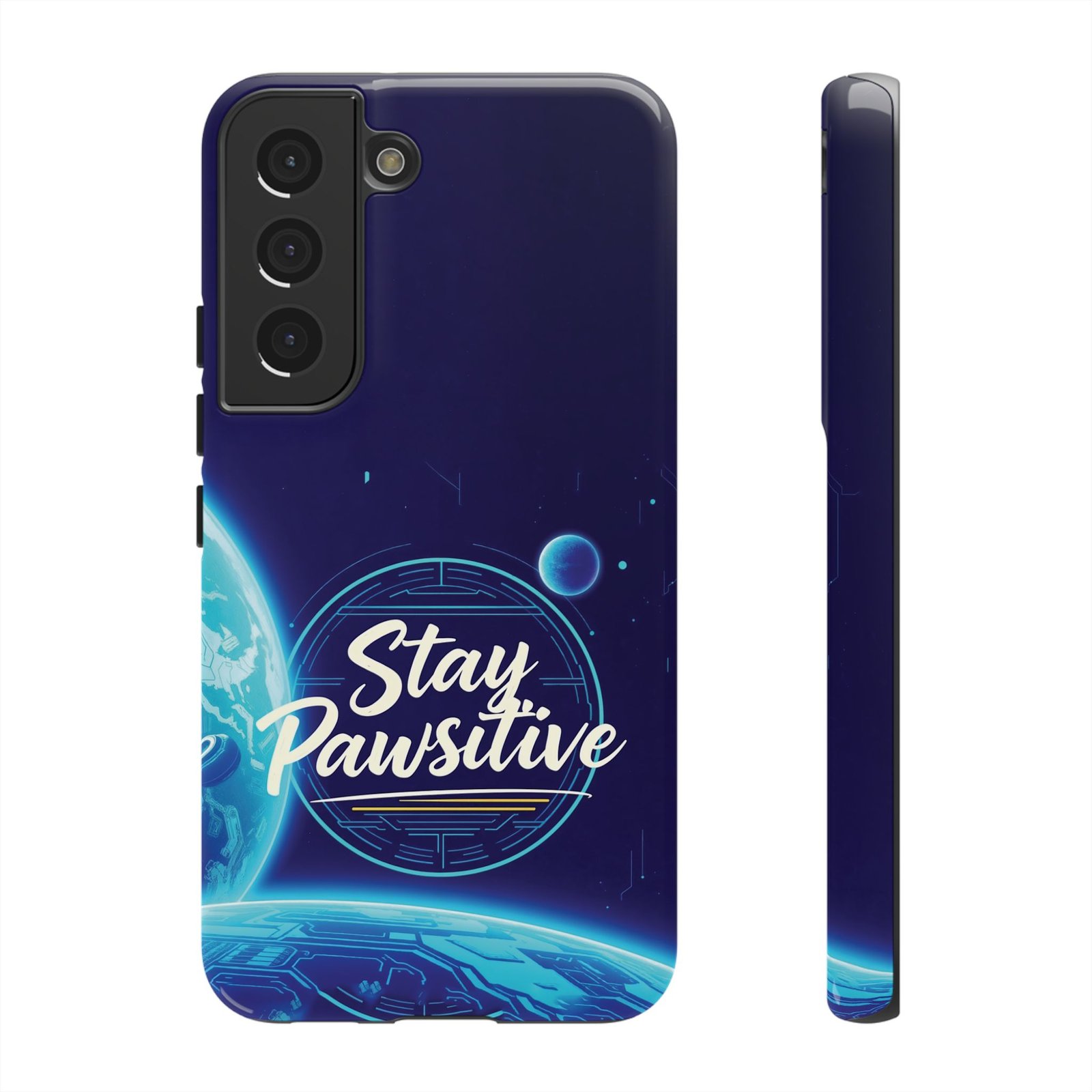 Stay Pawsitive Planet Phone Case | Cyber Paws Collection by CleoCloudy™ | Glossy Tough iPhone, Samsung & Pixel Cover - Image 38