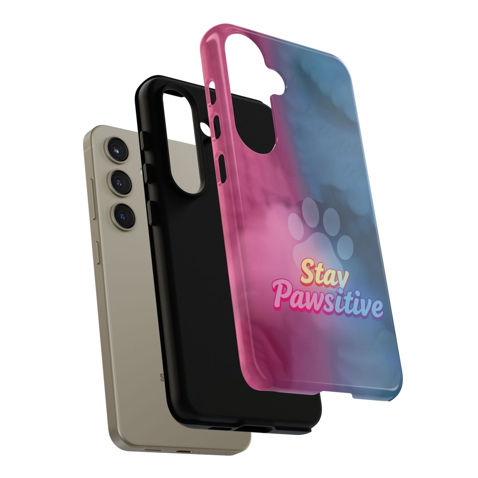 Stay Pawsitive Neon Paw Phone Case | Colorful Dog Lover Gift | Glossy Tough iPhone, Samsung & Pixel Cover - Image 95