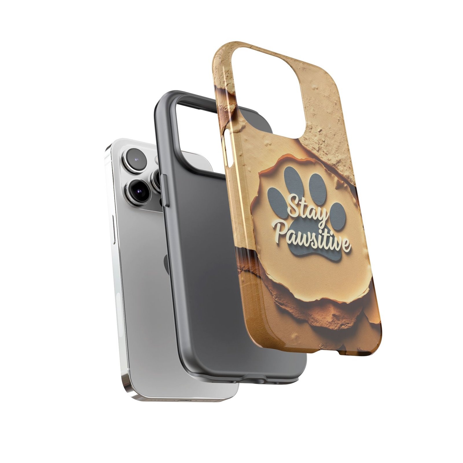 Stay Pawsitive Sand Paw Phone Case | Warm Earth-Tone Dog Lover Gift | Glossy Tough iPhone, Samsung & Pixel Cover - Image 51