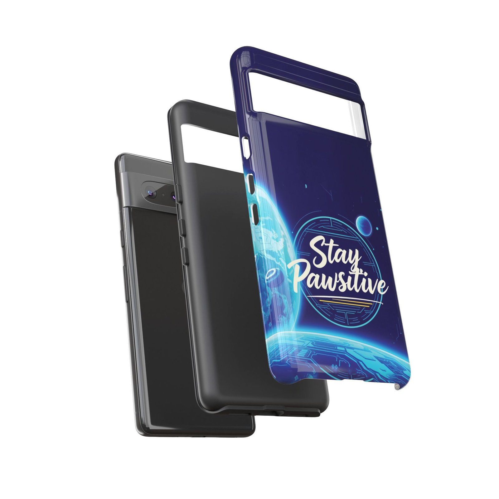 Stay Pawsitive Planet Phone Case | Cyber Paws Collection by CleoCloudy™ | Glossy Tough iPhone, Samsung & Pixel Cover - Image 74