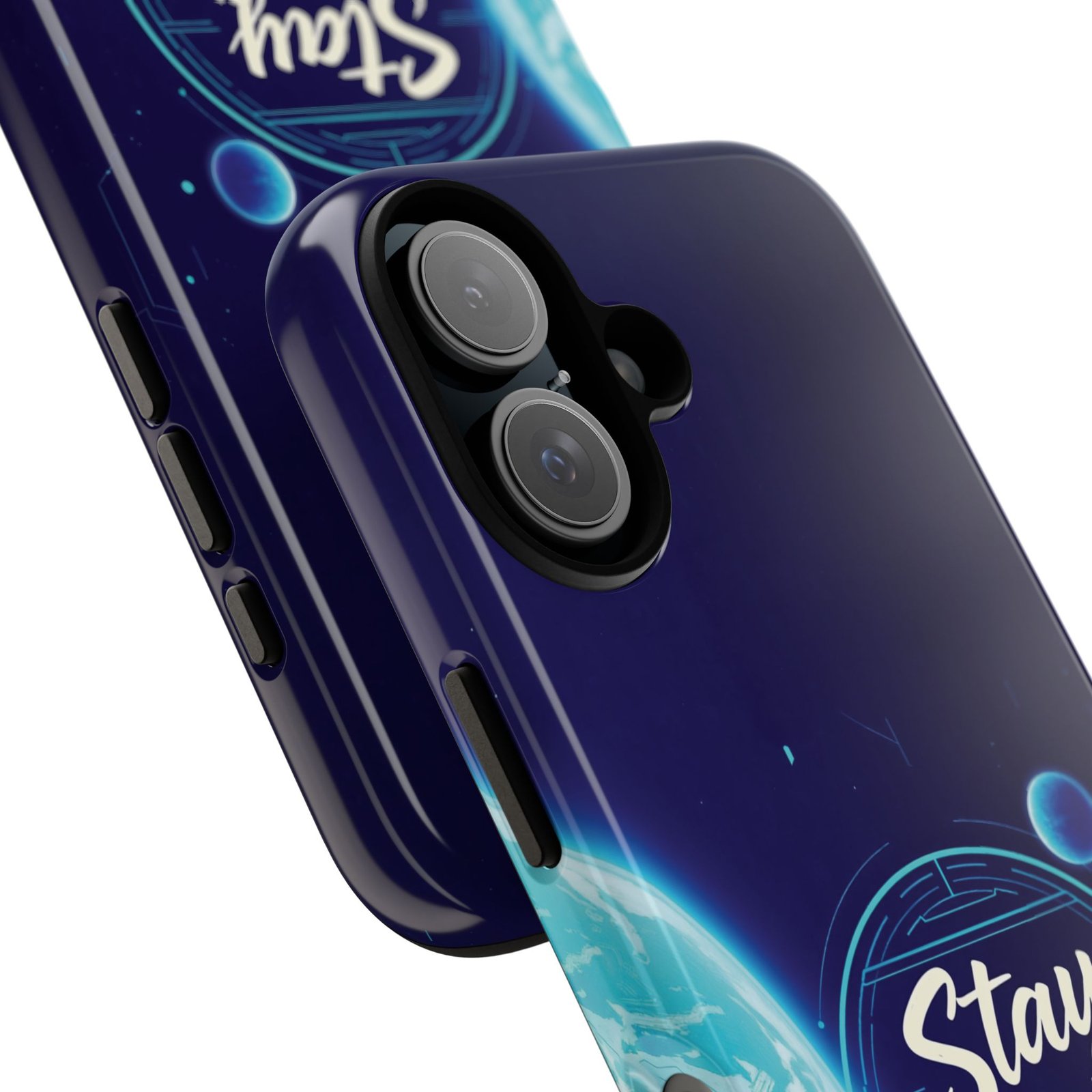 Stay Pawsitive Planet Phone Case | Cyber Paws Collection by CleoCloudy™ | Glossy Tough iPhone, Samsung & Pixel Cover - Image 113