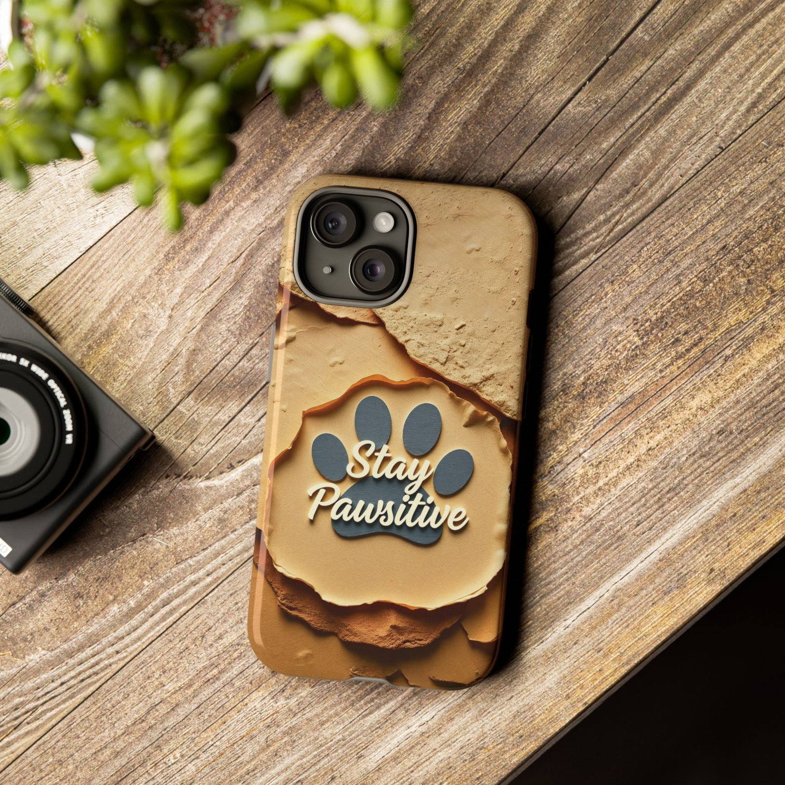 Stay Pawsitive Sand Paw Phone Case | Warm Earth-Tone Dog Lover Gift | Glossy Tough iPhone, Samsung & Pixel Cover - Image 83
