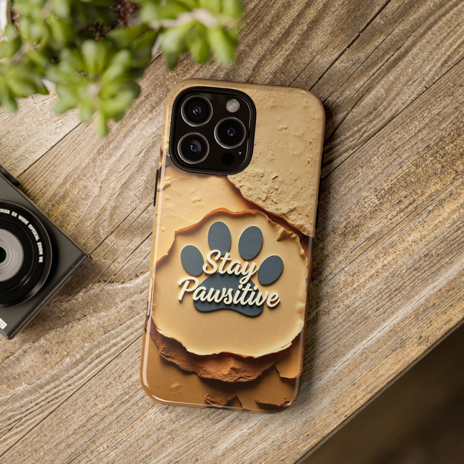 Stay Pawsitive Sand Paw Phone Case | Warm Earth-Tone Dog Lover Gift | Glossy Tough iPhone, Samsung & Pixel Cover - Image 128