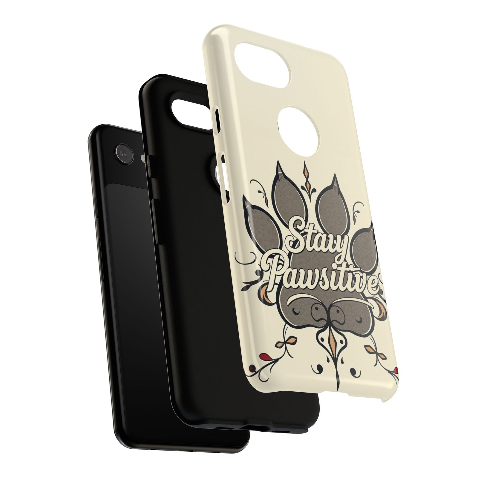 Stay Pawsitive Floral Paw Phone Case | Dog Lover Gift | Glossy Tough iPhone, Samsung & Pixel Cover - Image 148