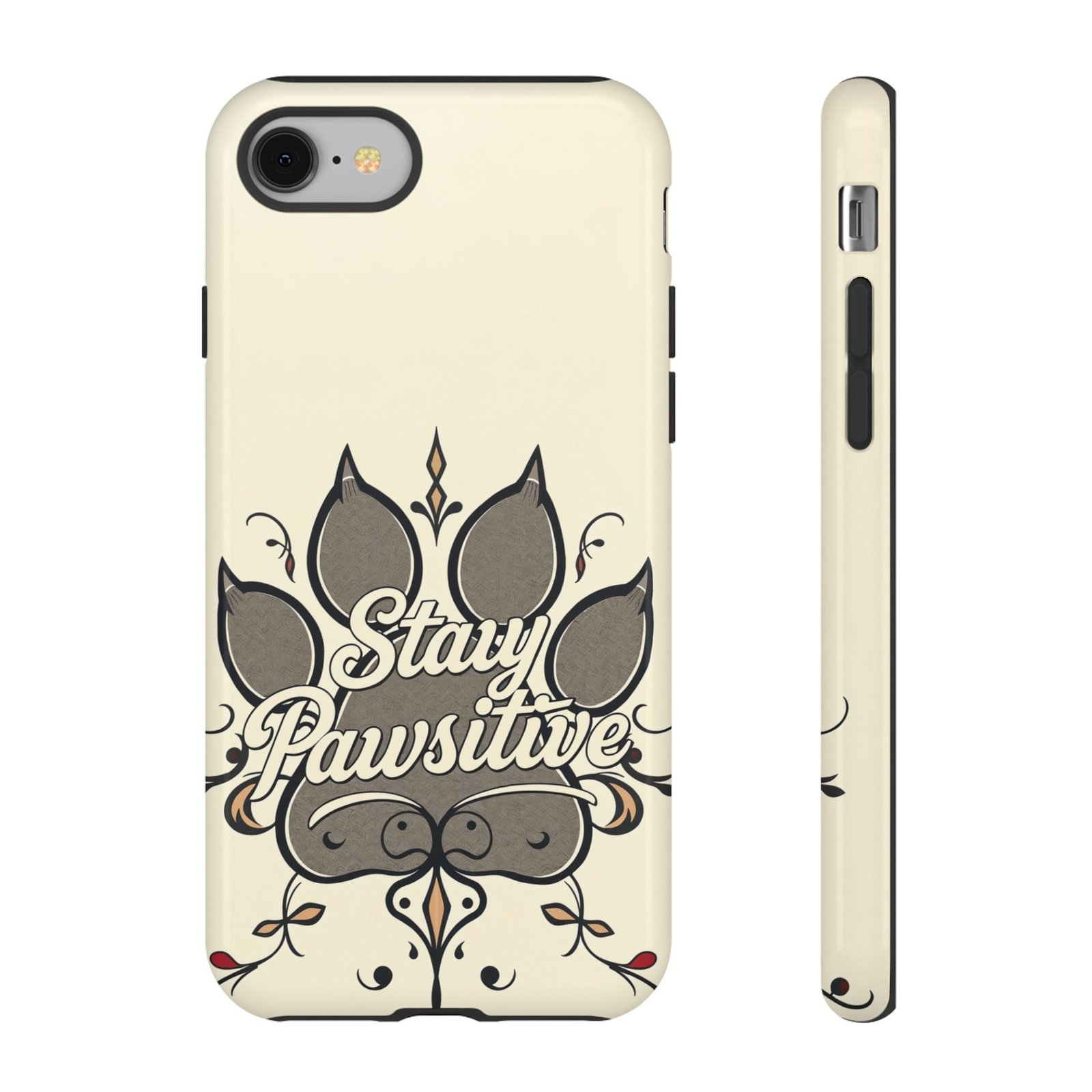 Stay Pawsitive Floral Paw Phone Case | Dog Lover Gift | Glossy Tough iPhone, Samsung & Pixel Cover