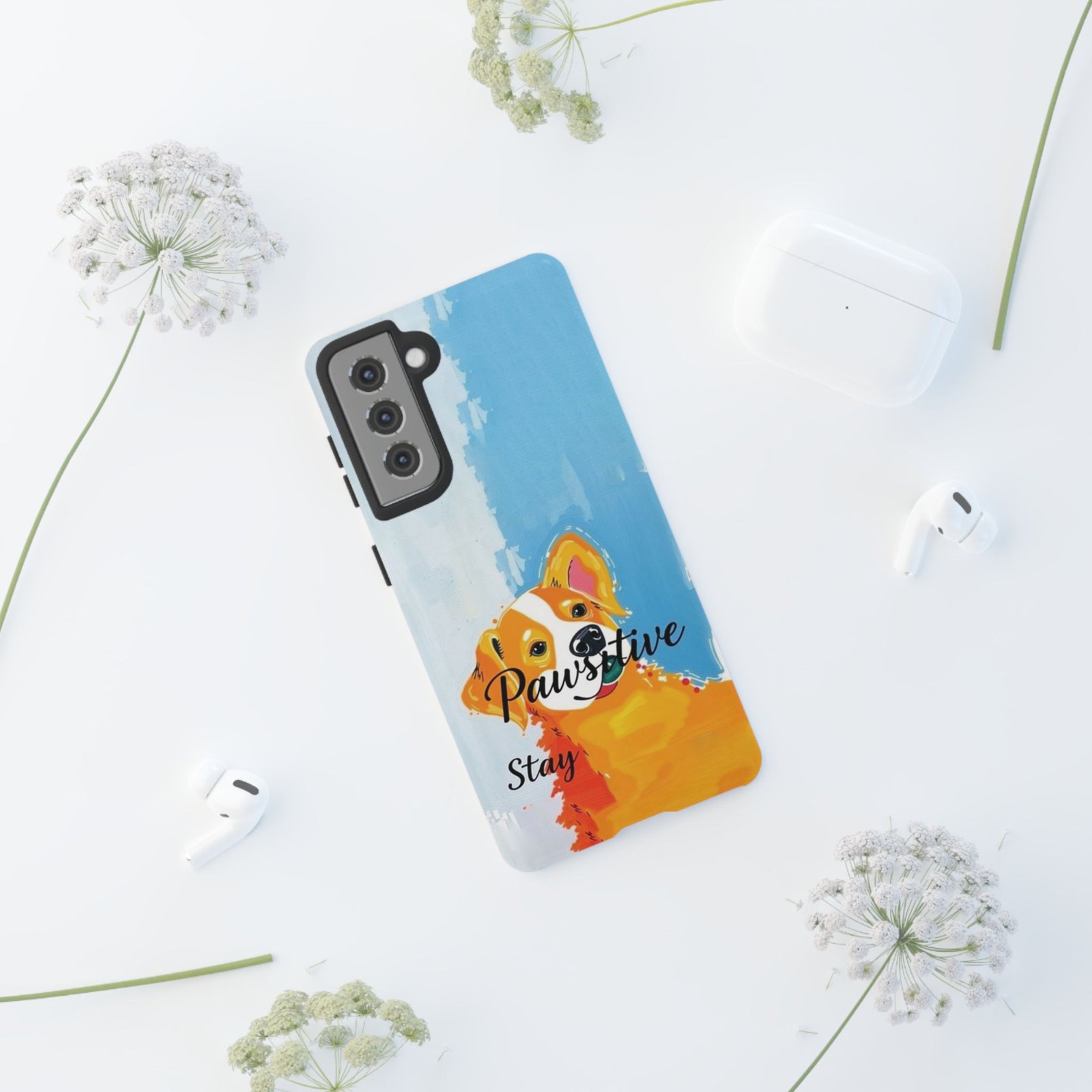 Stay Pawsitive Corgi Phone Case | Funny Dog Mom Gift, Cute Pet Lover iPhone & Samsung Cover | CleoCloudy™ Glossy Protective Case - Image 27