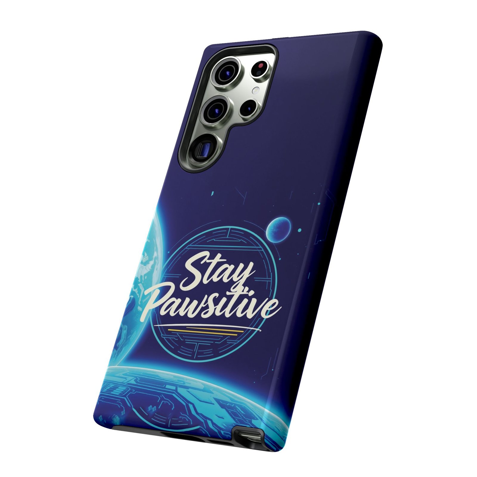 Stay Pawsitive Planet Phone Case | Cyber Paws Collection by CleoCloudy™ | Glossy Tough iPhone, Samsung & Pixel Cover - Image 69