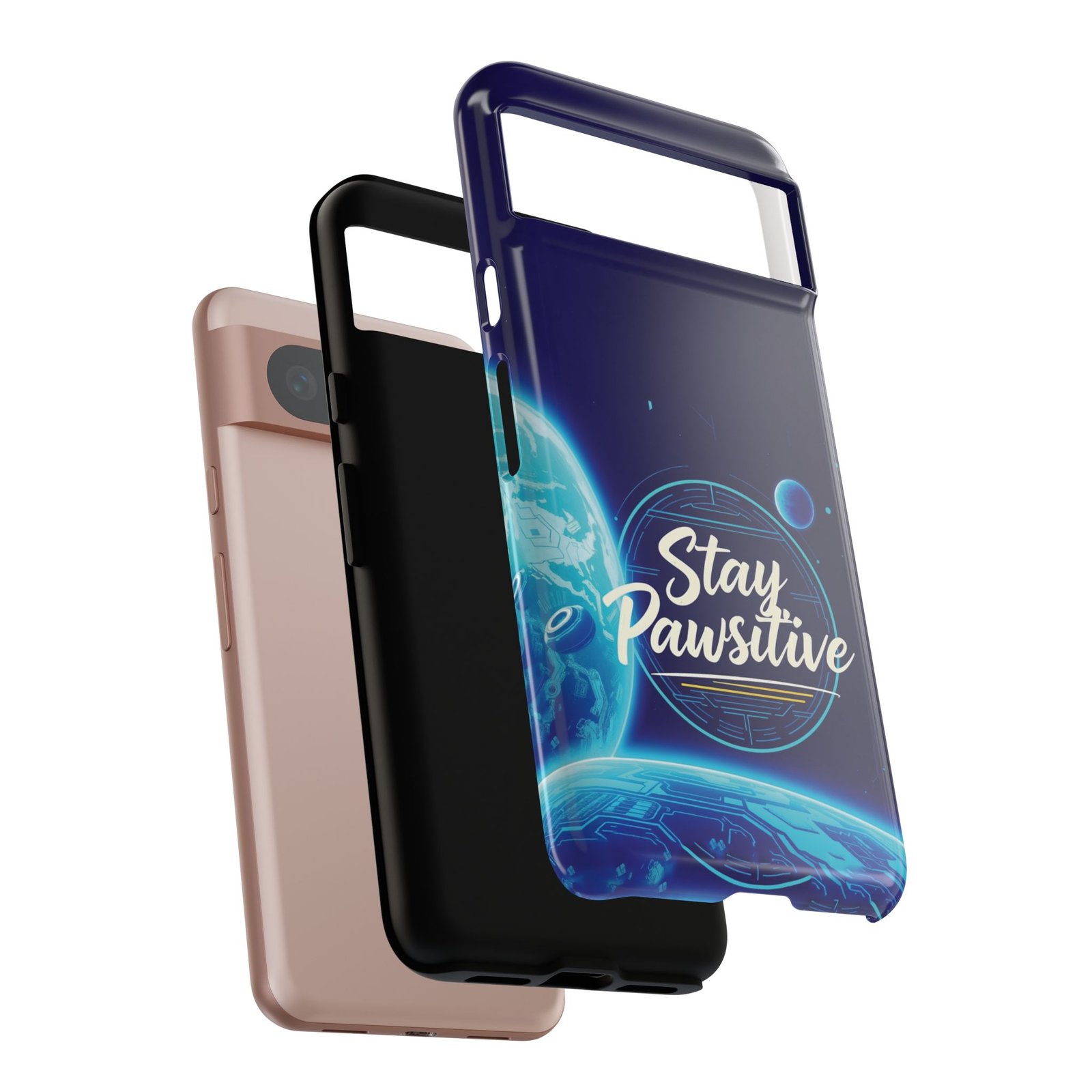 Stay Pawsitive Planet Phone Case | Cyber Paws Collection by CleoCloudy™ | Glossy Tough iPhone, Samsung & Pixel Cover - Image 111