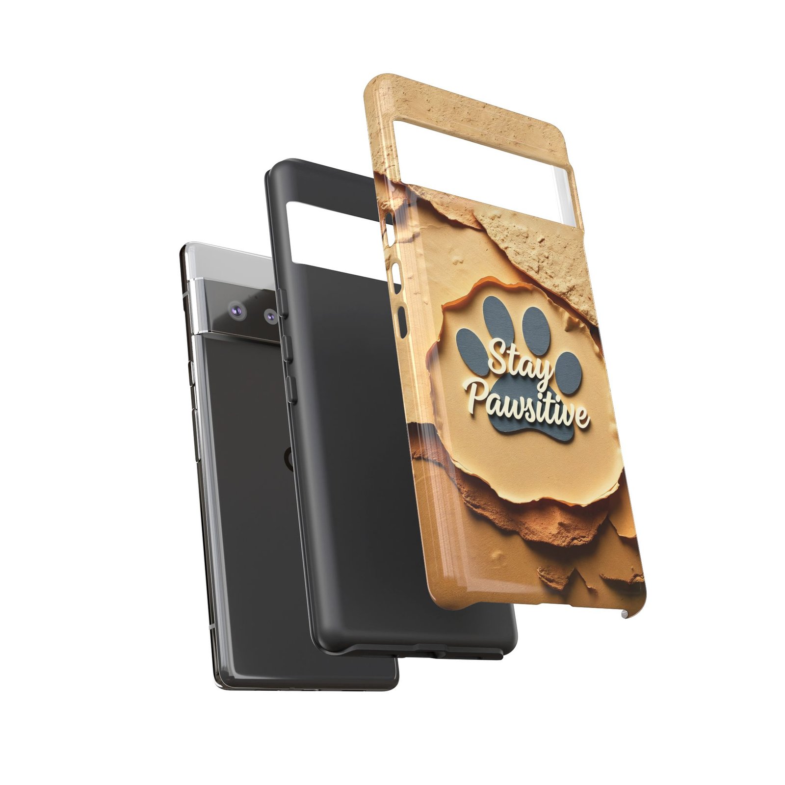 Stay Pawsitive Sand Paw Phone Case | Warm Earth-Tone Dog Lover Gift | Glossy Tough iPhone, Samsung & Pixel Cover - Image 79