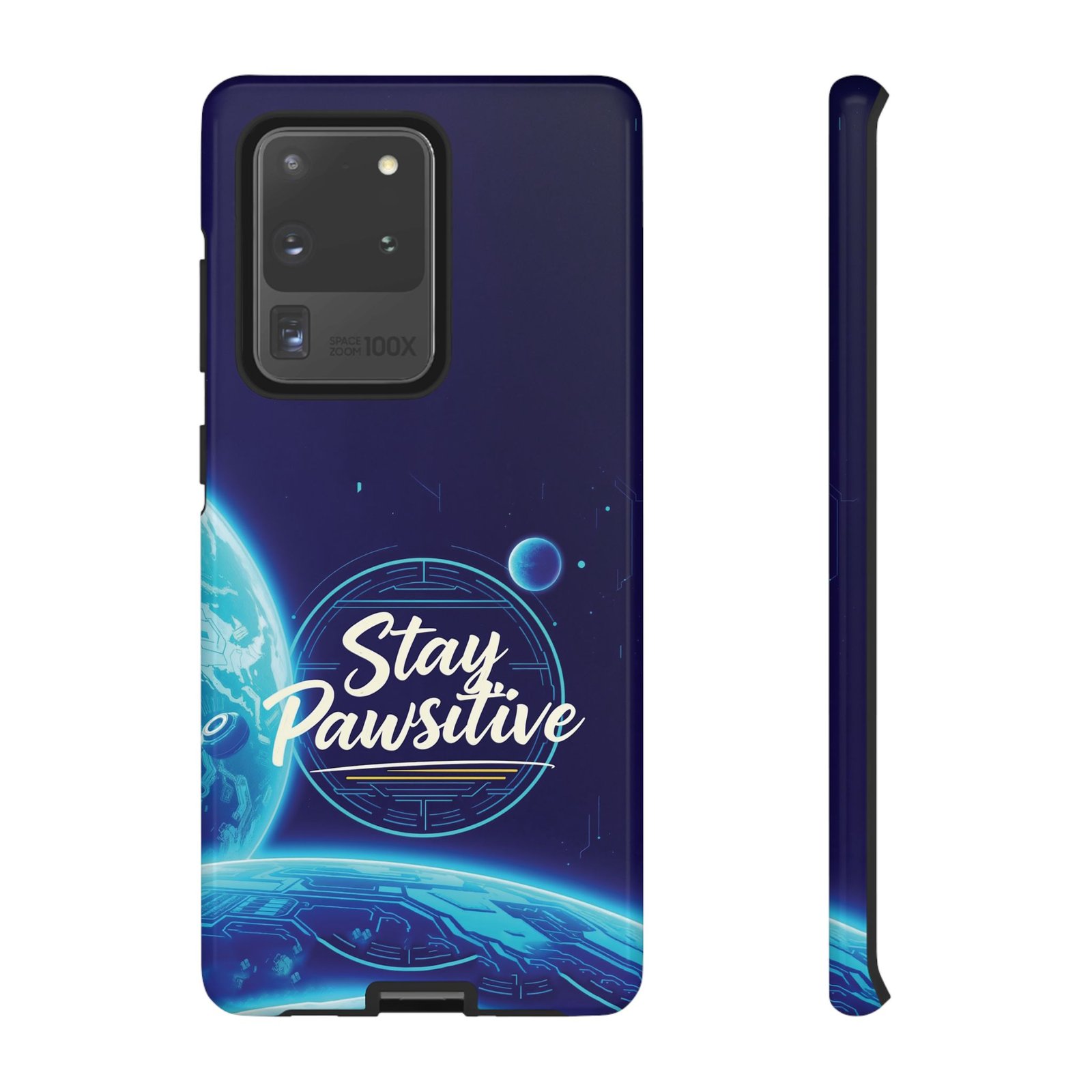 Stay Pawsitive Planet Phone Case | Cyber Paws Collection by CleoCloudy™ | Glossy Tough iPhone, Samsung & Pixel Cover - Image 13
