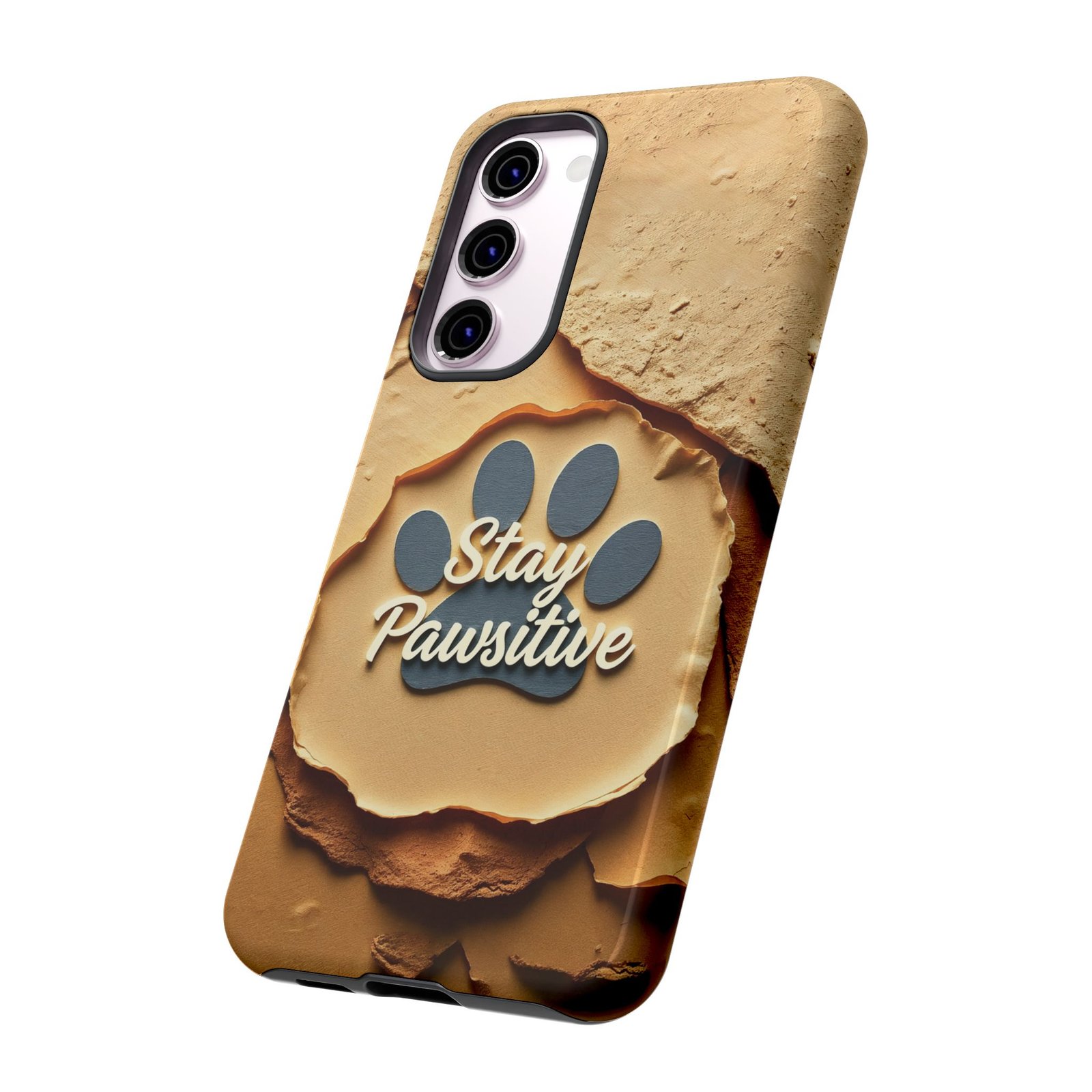 Stay Pawsitive Sand Paw Phone Case | Warm Earth-Tone Dog Lover Gift | Glossy Tough iPhone, Samsung & Pixel Cover - Image 66