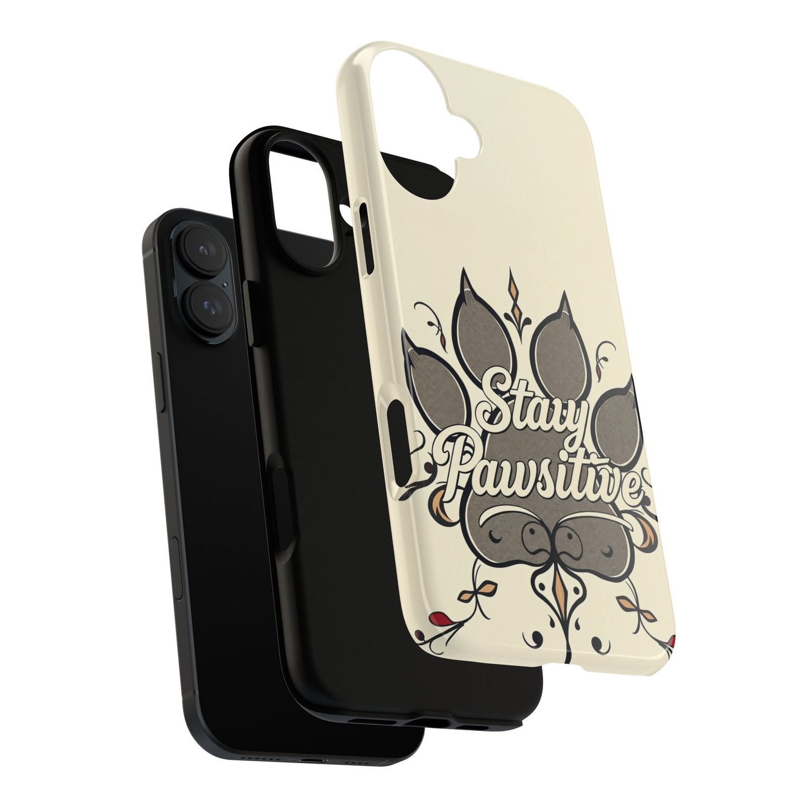 Stay Pawsitive Floral Paw Phone Case | Dog Lover Gift | Glossy Tough iPhone, Samsung & Pixel Cover - Image 118