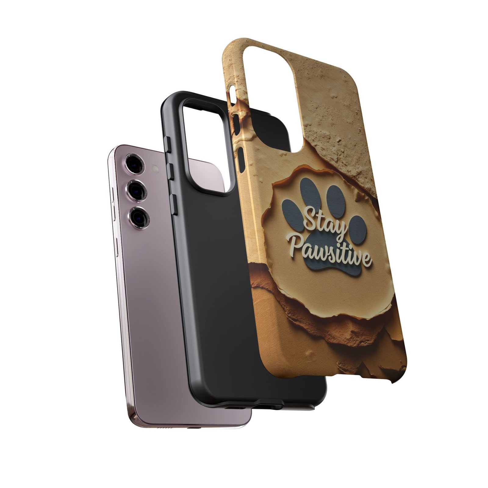 Stay Pawsitive Sand Paw Phone Case | Warm Earth-Tone Dog Lover Gift | Glossy Tough iPhone, Samsung & Pixel Cover - Image 67