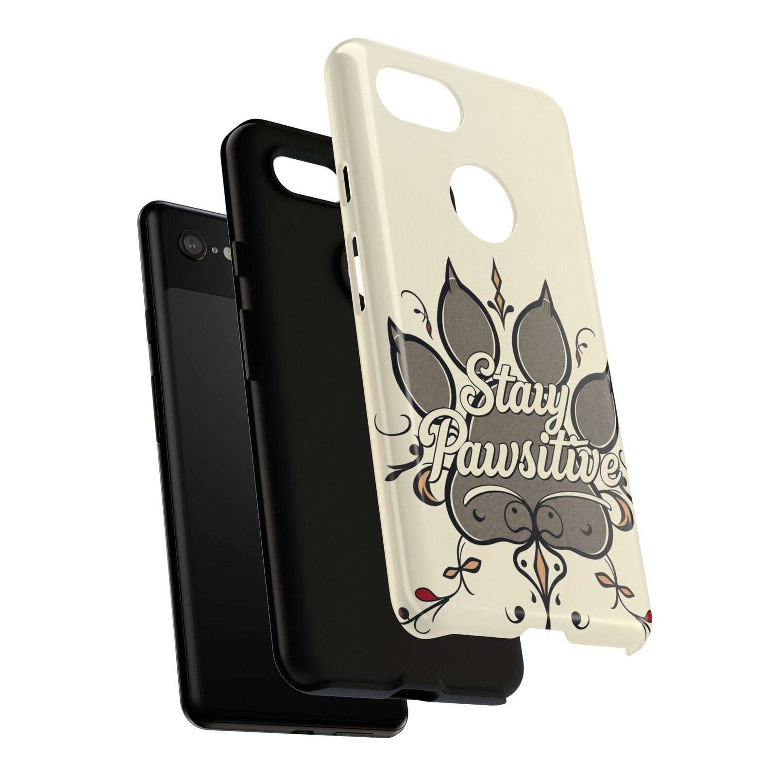 Stay Pawsitive Floral Paw Phone Case | Dog Lover Gift | Glossy Tough iPhone, Samsung & Pixel Cover - Image 145