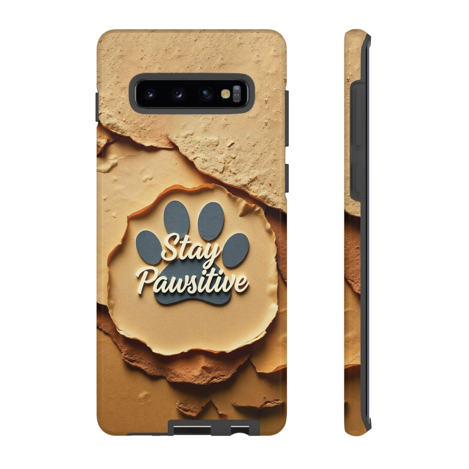 Stay Pawsitive Sand Paw Phone Case | Warm Earth-Tone Dog Lover Gift | Glossy Tough iPhone, Samsung & Pixel Cover - Image 8