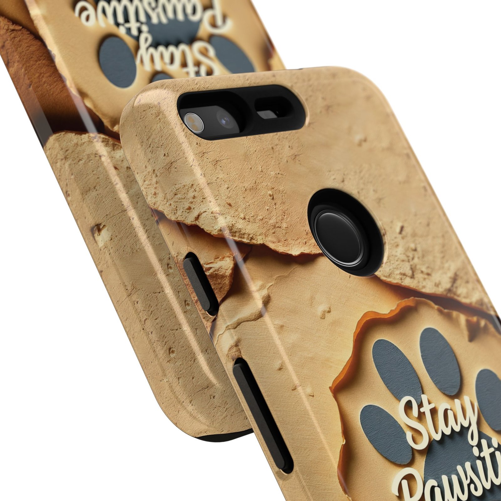 Stay Pawsitive Sand Paw Phone Case | Warm Earth-Tone Dog Lover Gift | Glossy Tough iPhone, Samsung & Pixel Cover - Image 154