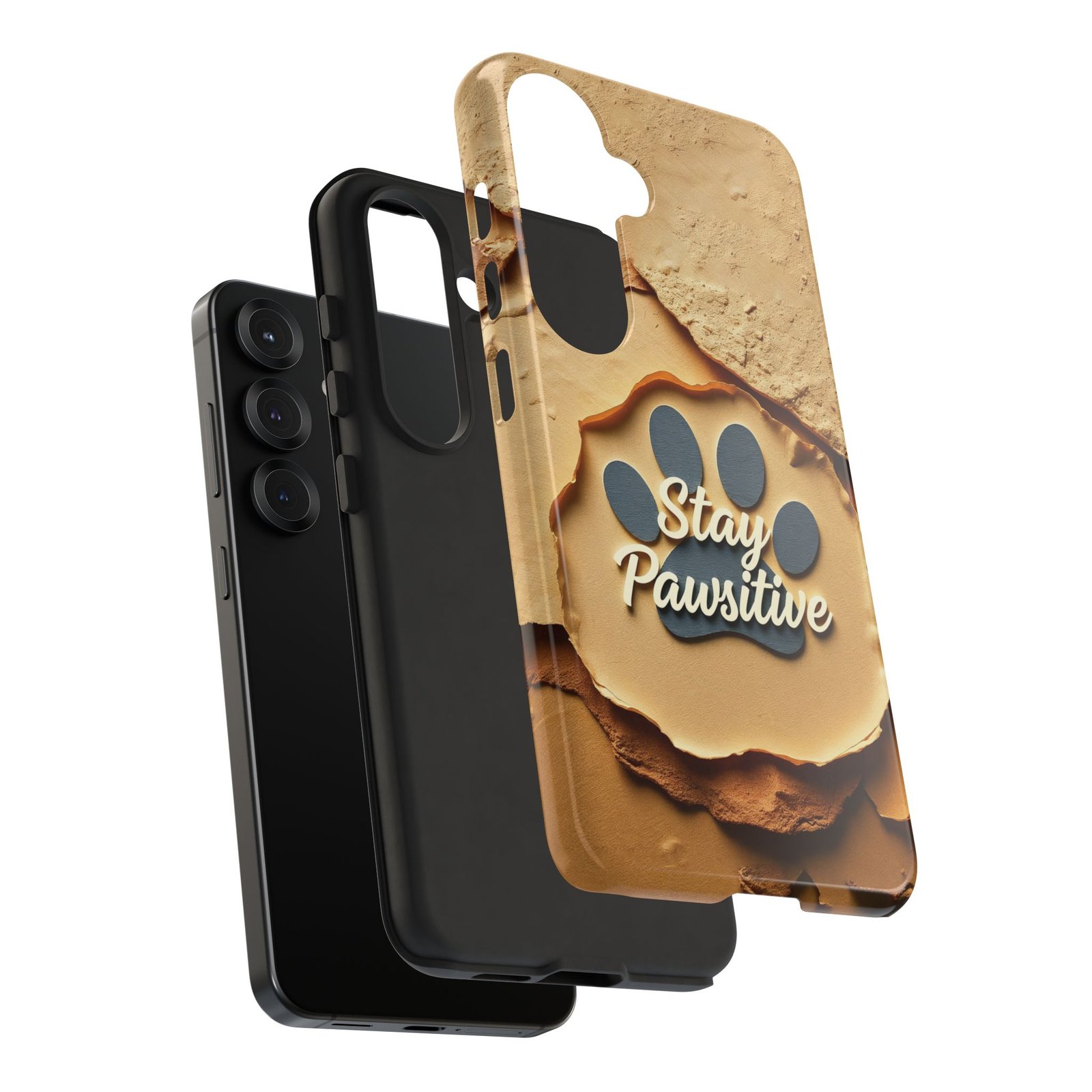 Stay Pawsitive Sand Paw Phone Case | Warm Earth-Tone Dog Lover Gift | Glossy Tough iPhone, Samsung & Pixel Cover - Image 162