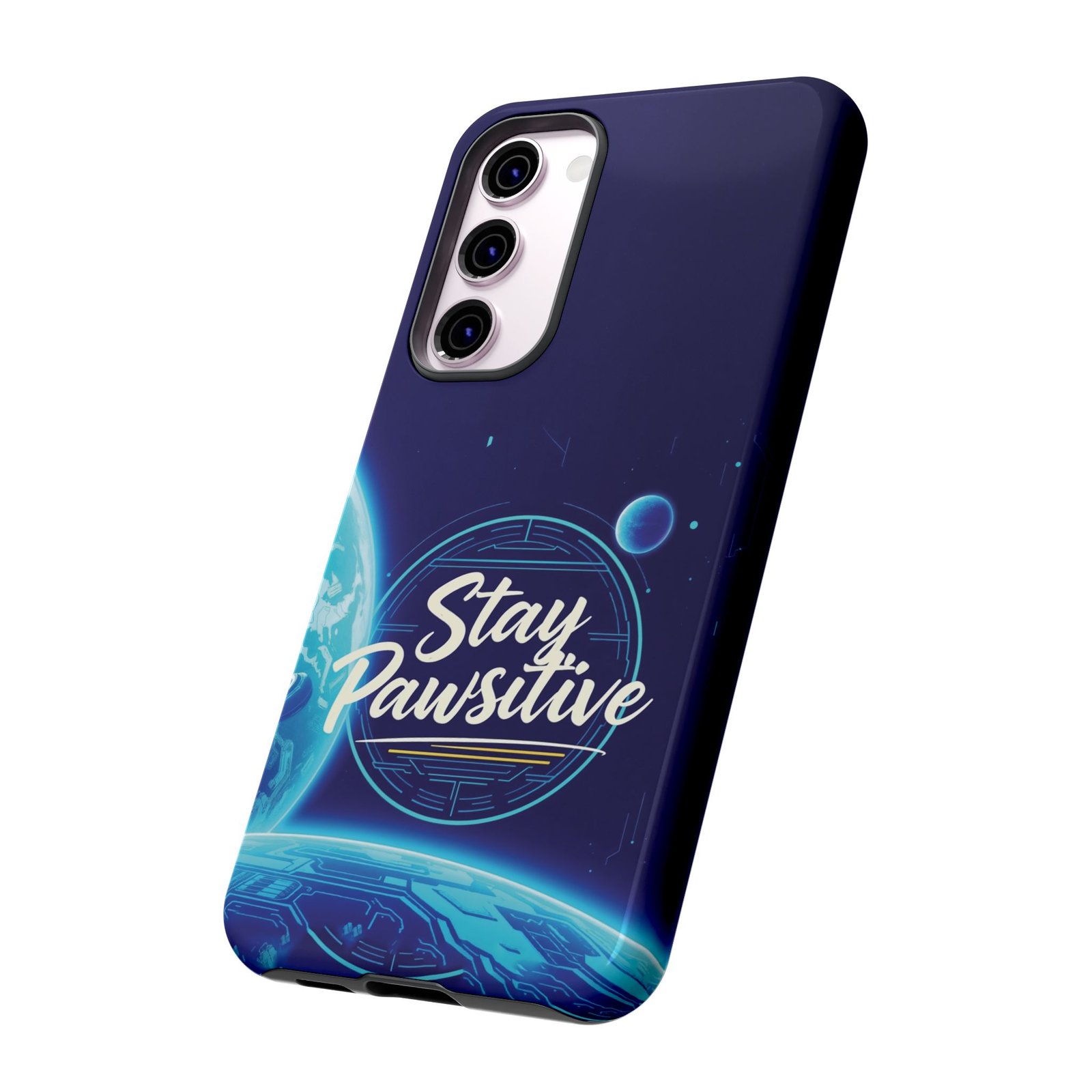 Stay Pawsitive Planet Phone Case | Cyber Paws Collection by CleoCloudy™ | Glossy Tough iPhone, Samsung & Pixel Cover - Image 65