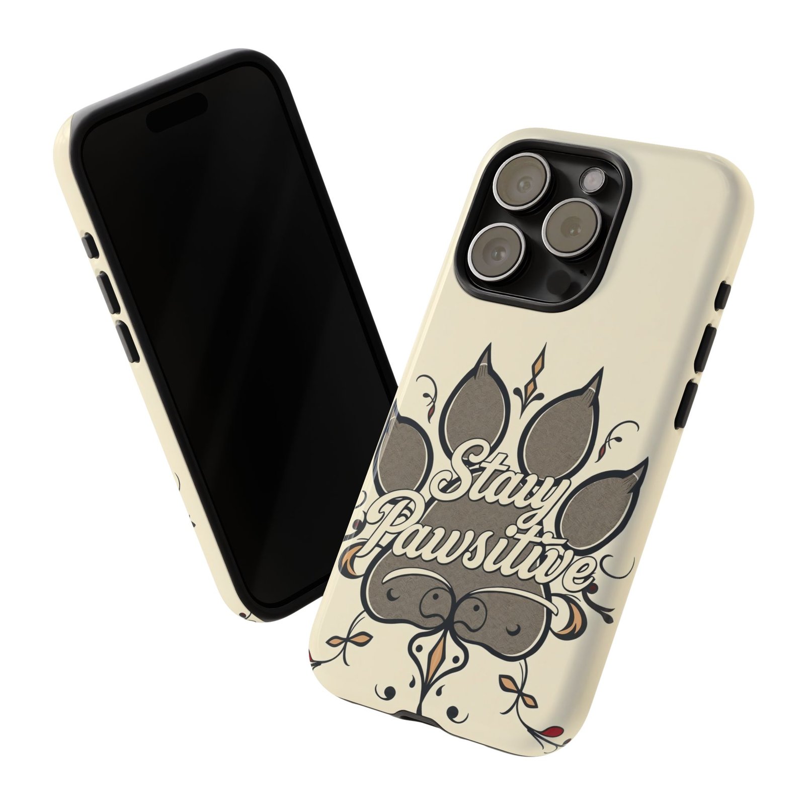 Stay Pawsitive Floral Paw Phone Case | Dog Lover Gift | Glossy Tough iPhone, Samsung & Pixel Cover - Image 87