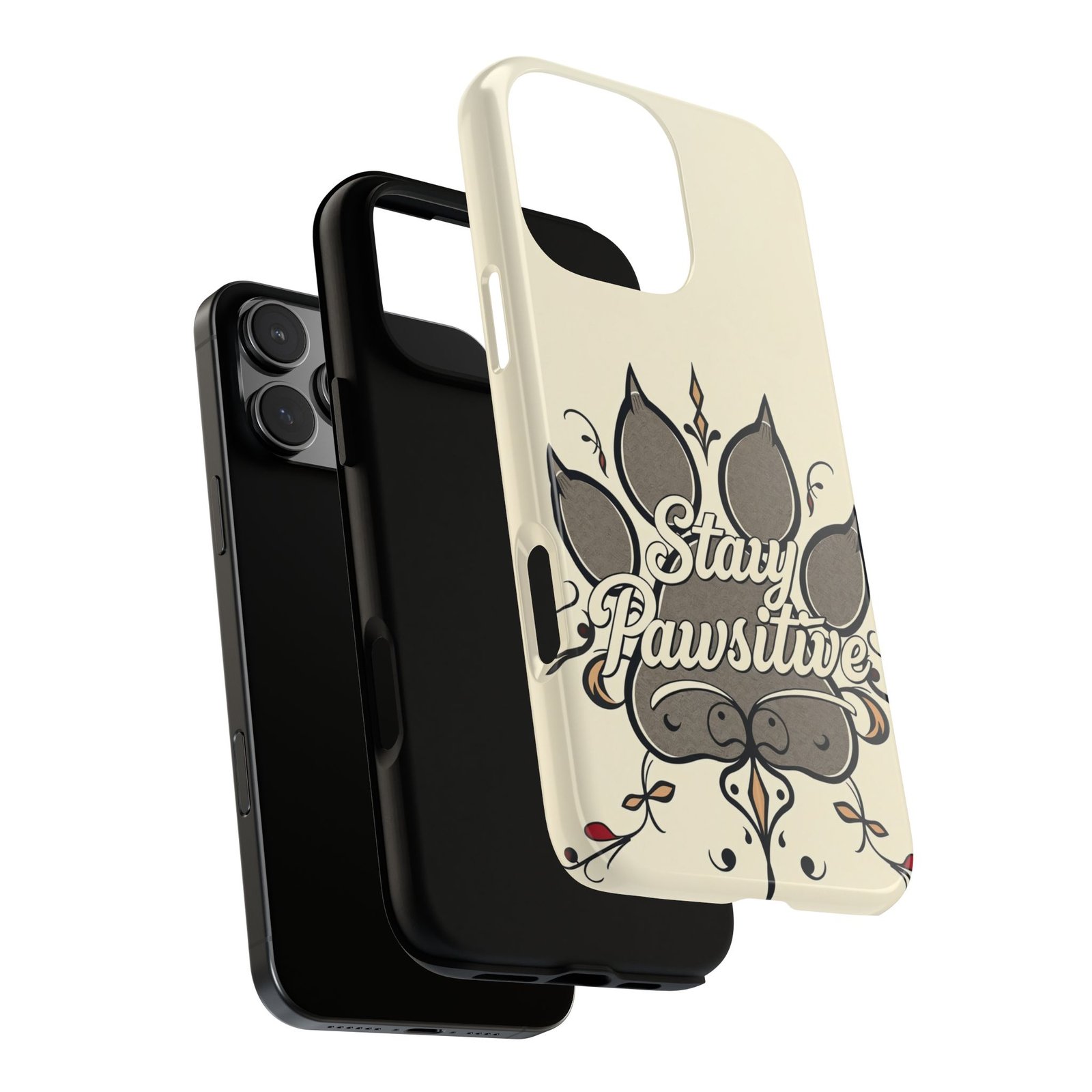 Stay Pawsitive Floral Paw Phone Case | Dog Lover Gift | Glossy Tough iPhone, Samsung & Pixel Cover - Image 126
