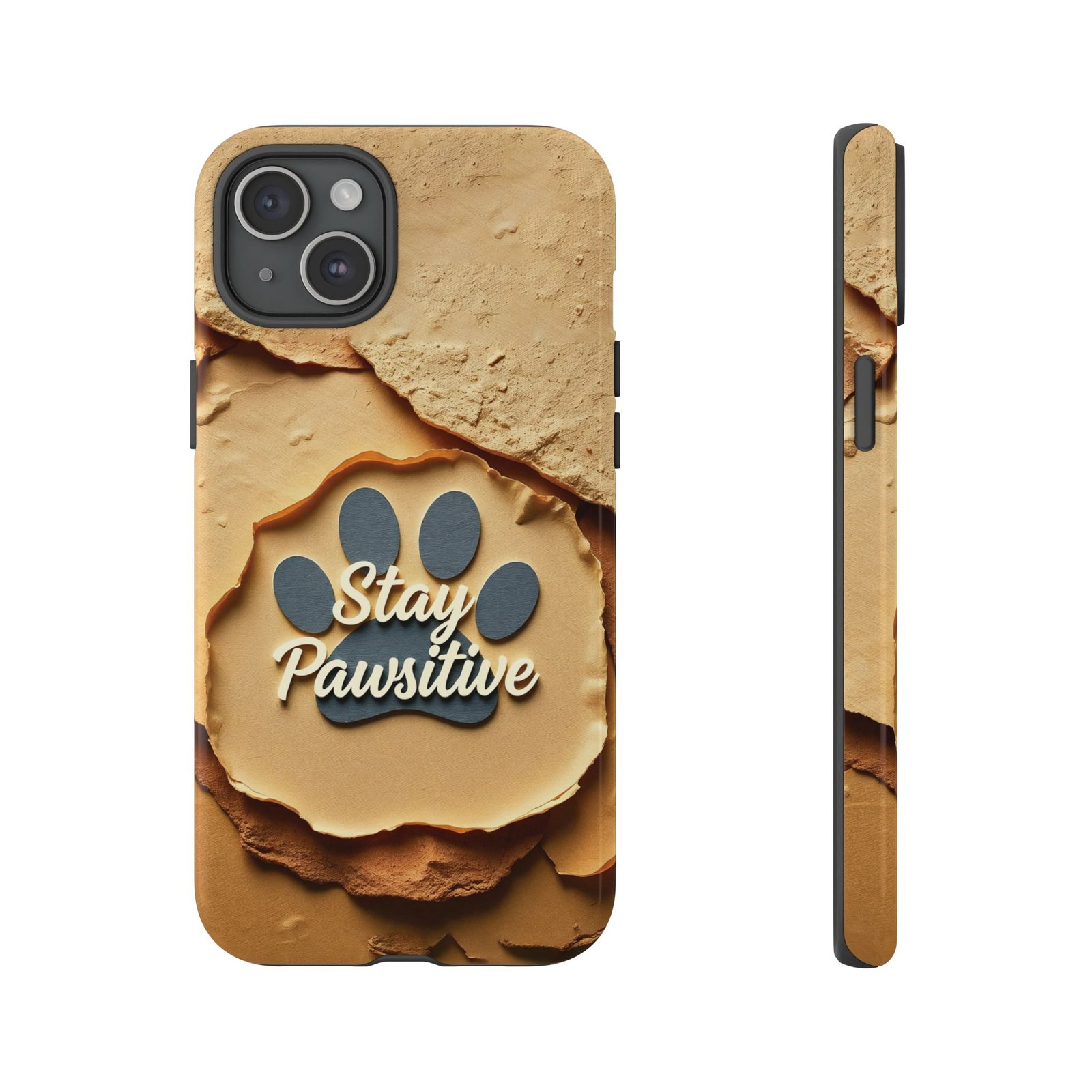 Stay Pawsitive Sand Paw Phone Case | Warm Earth-Tone Dog Lover Gift | Glossy Tough iPhone, Samsung & Pixel Cover - Image 84