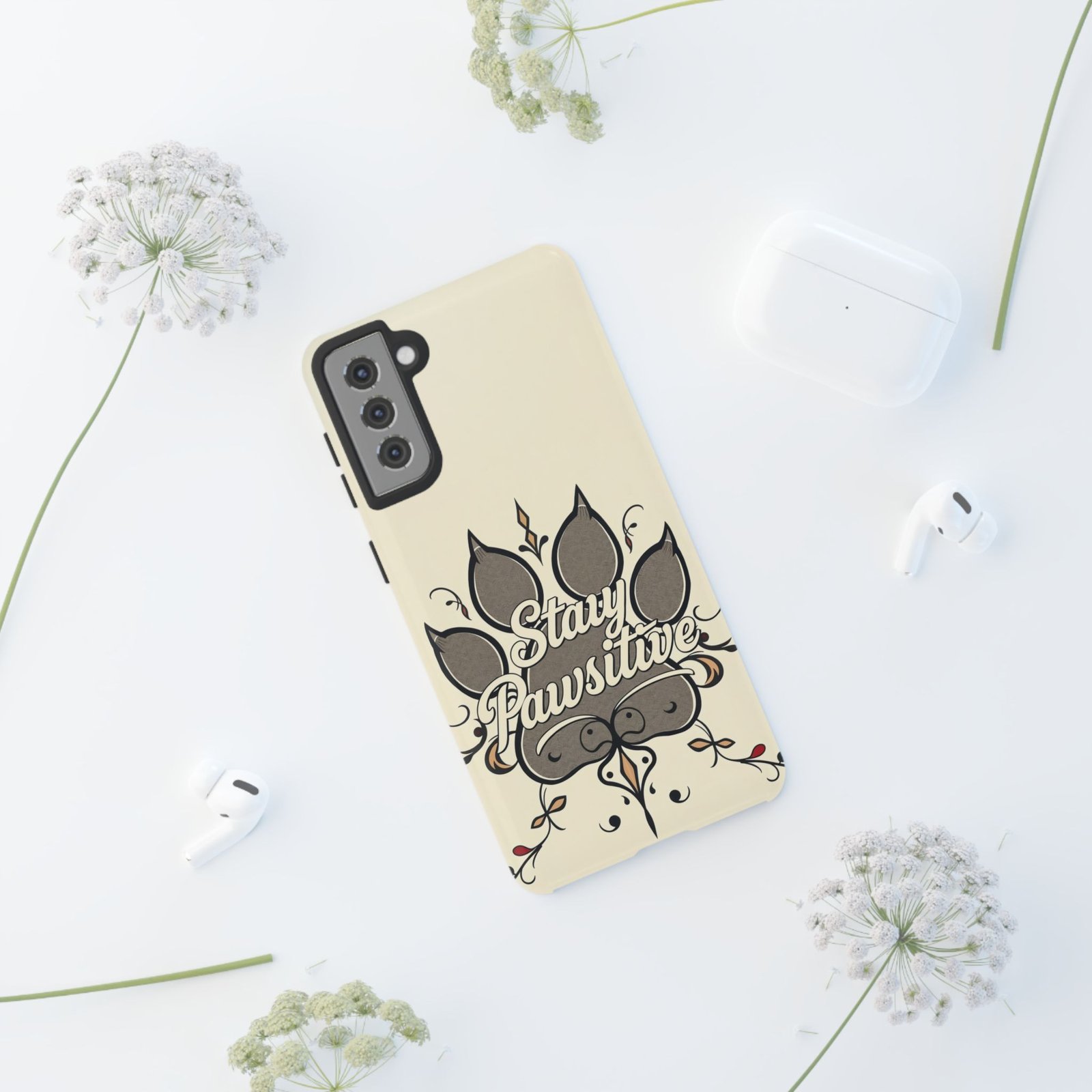 Stay Pawsitive Floral Paw Phone Case | Dog Lover Gift | Glossy Tough iPhone, Samsung & Pixel Cover - Image 29