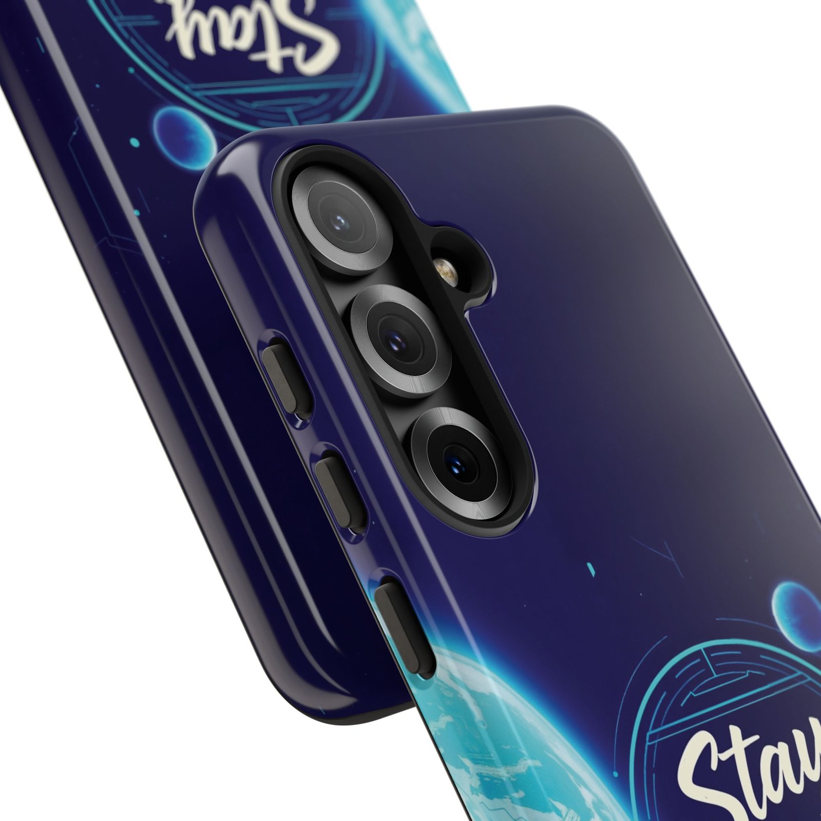 Stay Pawsitive Planet Phone Case | Cyber Paws Collection by CleoCloudy™ | Glossy Tough iPhone, Samsung & Pixel Cover - Image 159