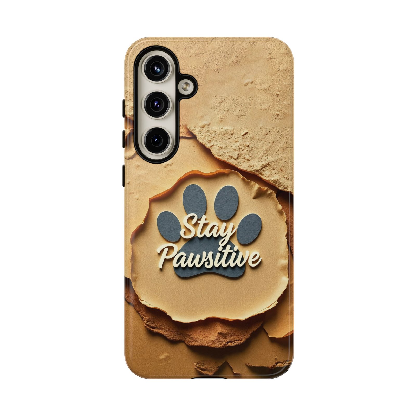 Stay Pawsitive Sand Paw Phone Case | Warm Earth-Tone Dog Lover Gift | Glossy Tough iPhone, Samsung & Pixel Cover - Image 97