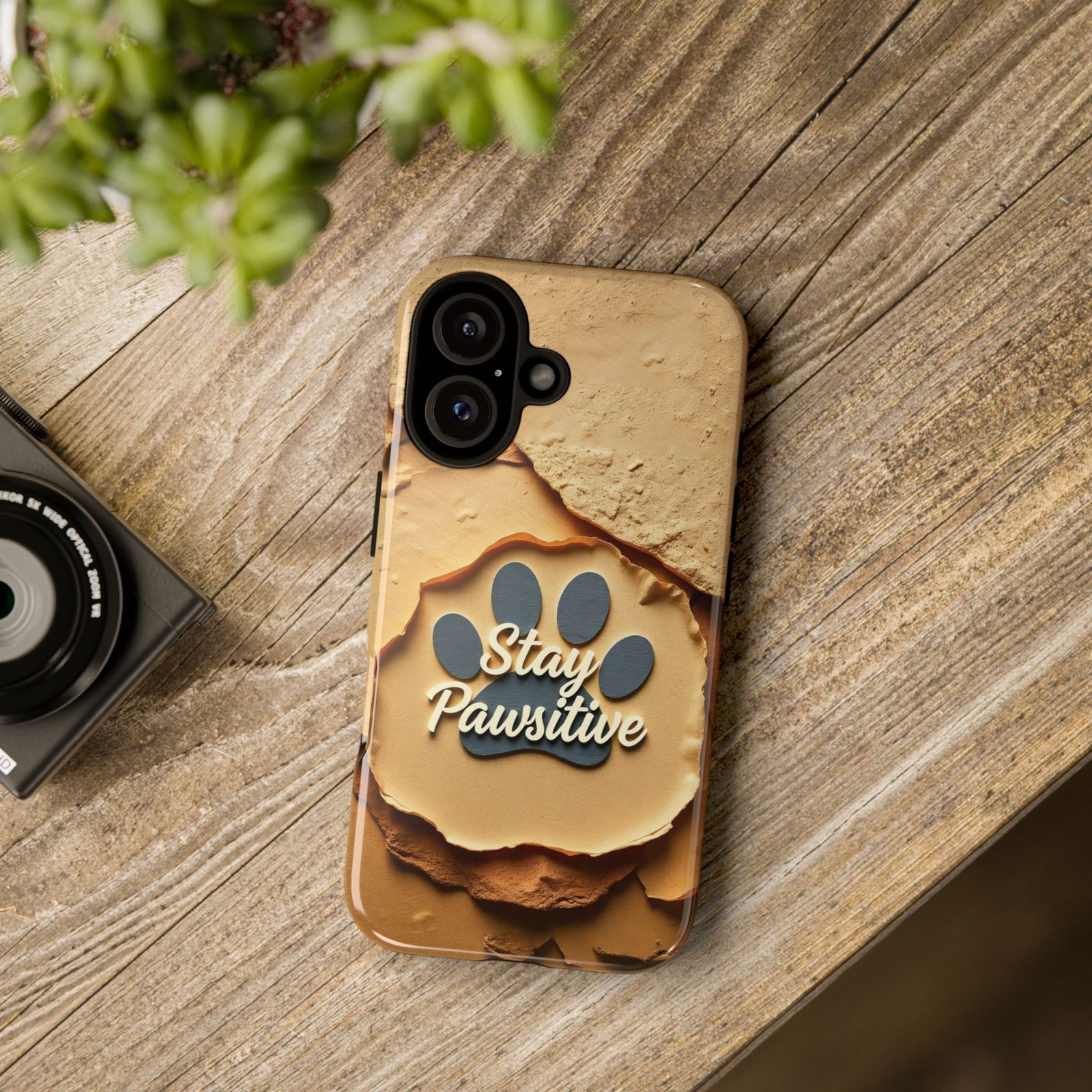 Stay Pawsitive Sand Paw Phone Case | Warm Earth-Tone Dog Lover Gift | Glossy Tough iPhone, Samsung & Pixel Cover - Image 116