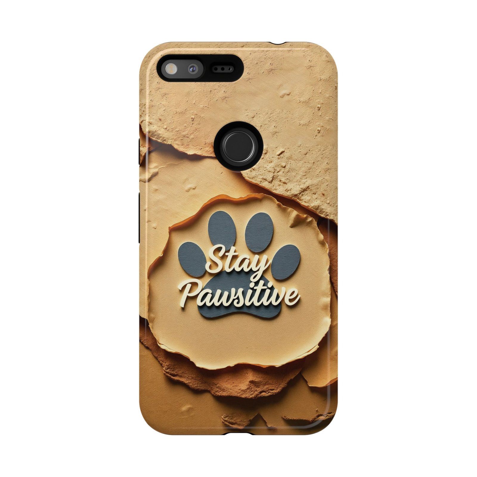 Stay Pawsitive Sand Paw Phone Case | Warm Earth-Tone Dog Lover Gift | Glossy Tough iPhone, Samsung & Pixel Cover - Image 156