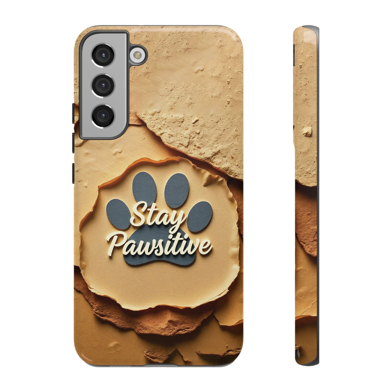 Stay Pawsitive Sand Paw Phone Case | Warm Earth-Tone Dog Lover Gift | Glossy Tough iPhone, Samsung & Pixel Cover - Image 41