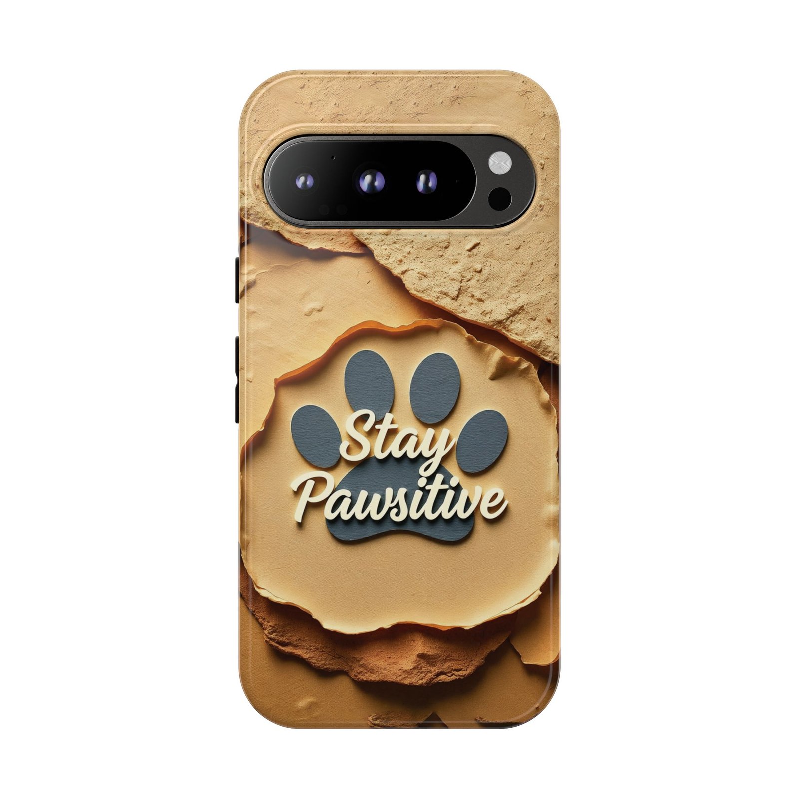 Stay Pawsitive Sand Paw Phone Case | Warm Earth-Tone Dog Lover Gift | Glossy Tough iPhone, Samsung & Pixel Cover - Image 132