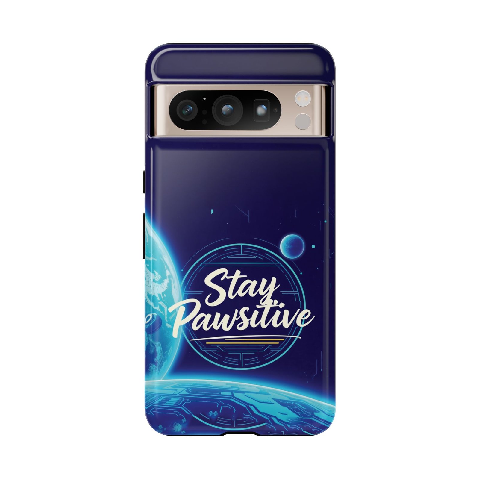 Stay Pawsitive Planet Phone Case | Cyber Paws Collection by CleoCloudy™ | Glossy Tough iPhone, Samsung & Pixel Cover - Image 104