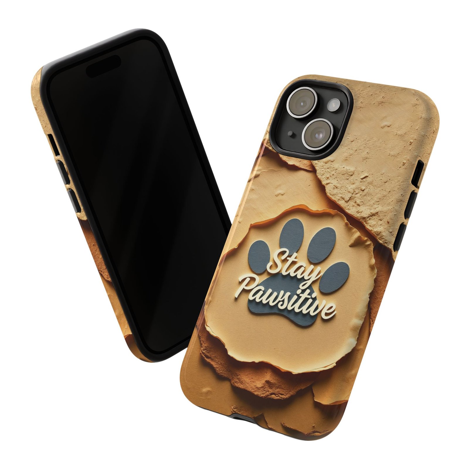 Stay Pawsitive Sand Paw Phone Case | Warm Earth-Tone Dog Lover Gift | Glossy Tough iPhone, Samsung & Pixel Cover - Image 82