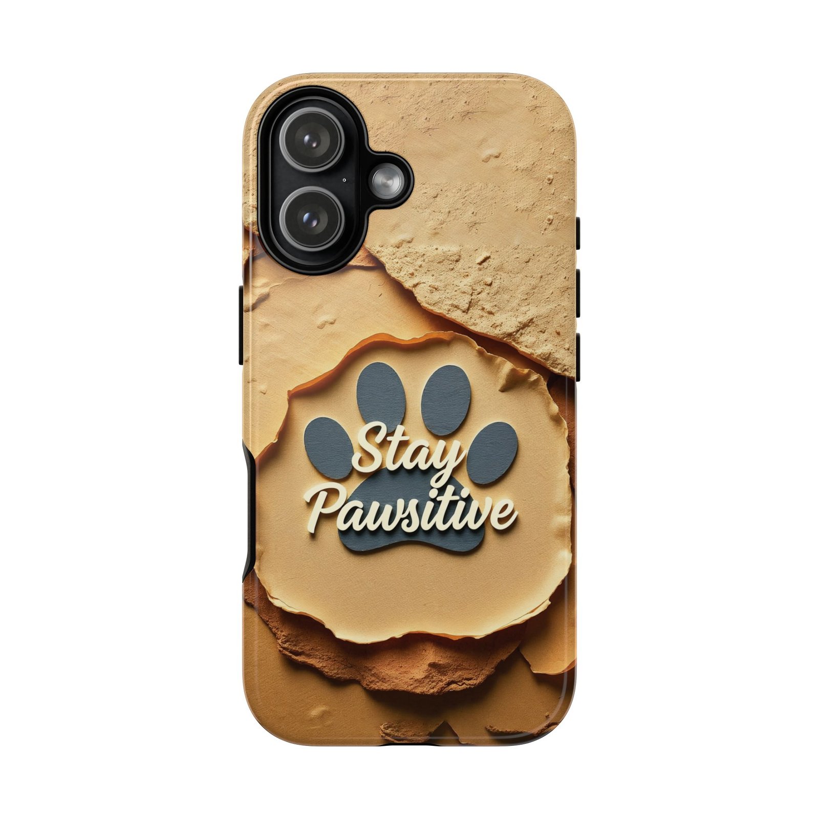 Stay Pawsitive Sand Paw Phone Case | Warm Earth-Tone Dog Lover Gift | Glossy Tough iPhone, Samsung & Pixel Cover - Image 171