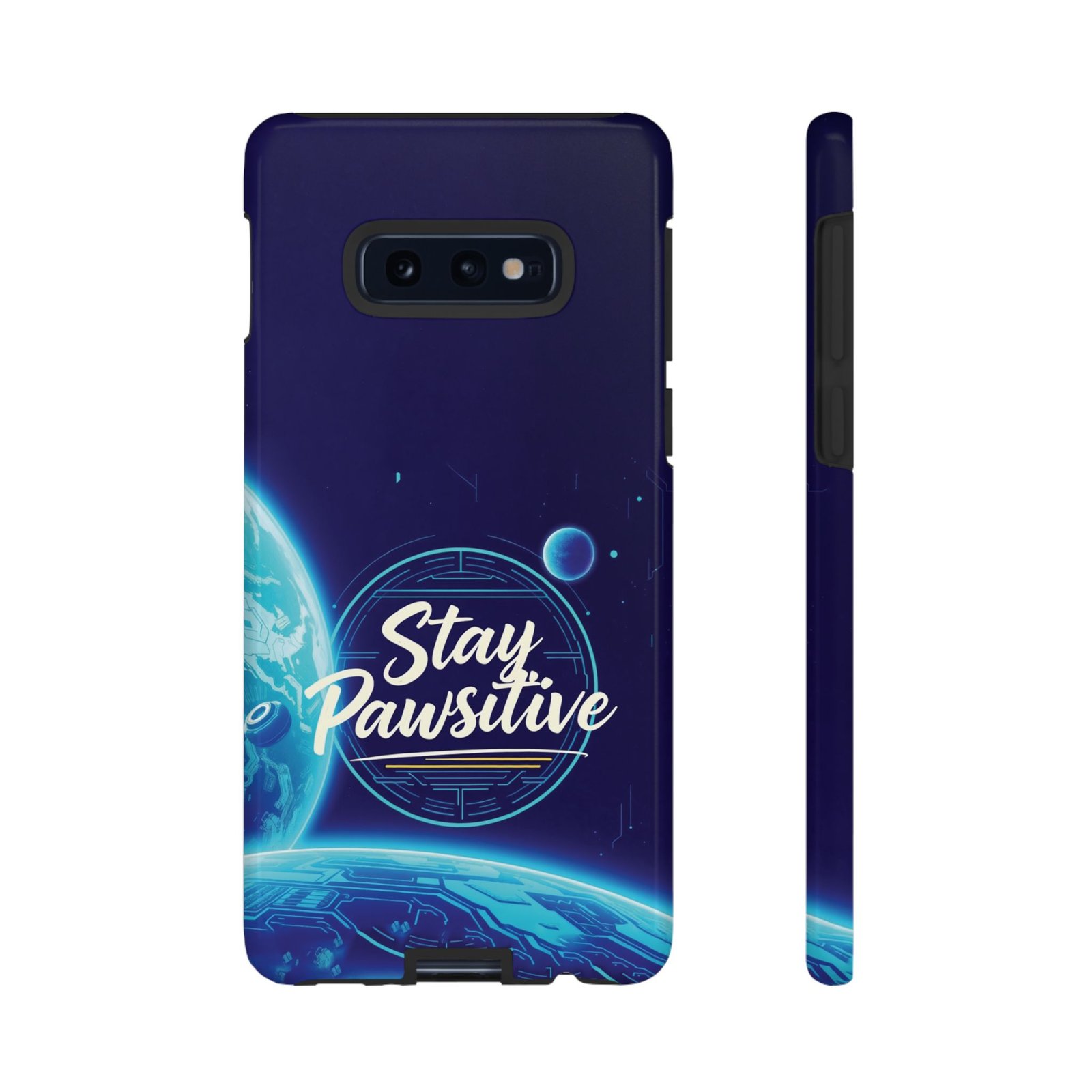 Stay Pawsitive Planet Phone Case | Cyber Paws Collection by CleoCloudy™ | Glossy Tough iPhone, Samsung & Pixel Cover - Image 7