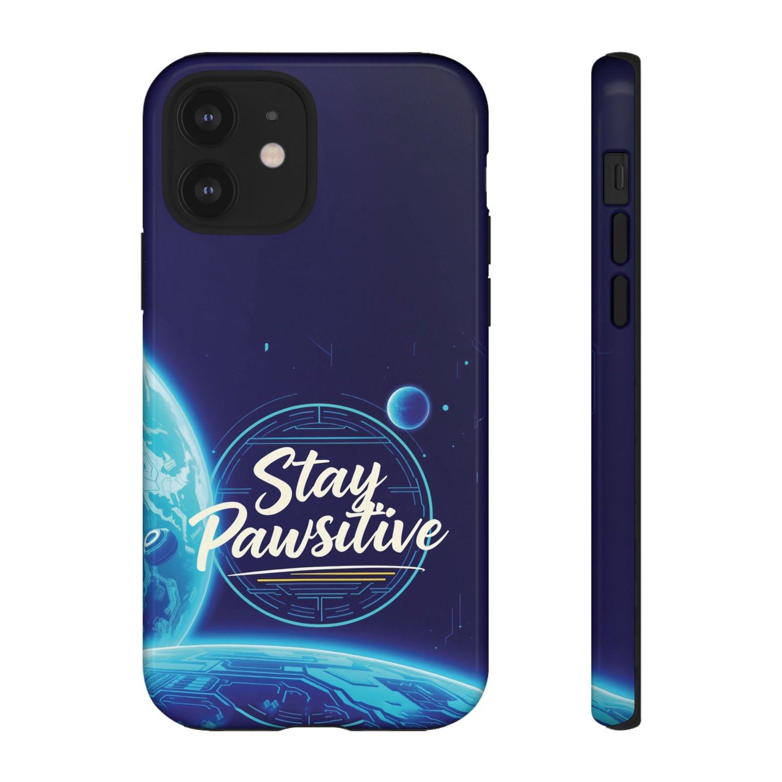 Stay Pawsitive Planet Phone Case | Cyber Paws Collection by CleoCloudy™ | Glossy Tough iPhone, Samsung & Pixel Cover - Image 16