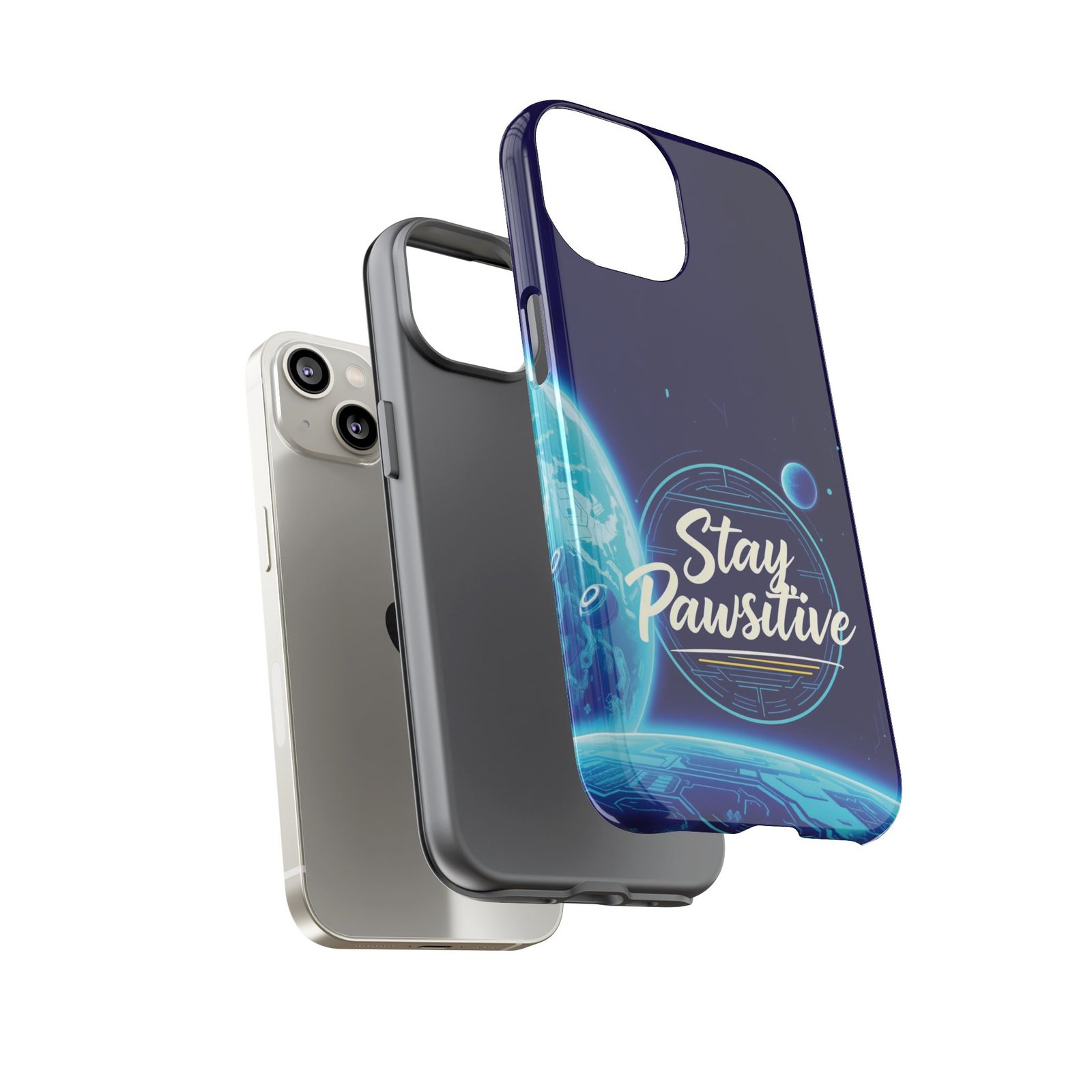 Stay Pawsitive Planet Phone Case | Cyber Paws Collection by CleoCloudy™ | Glossy Tough iPhone, Samsung & Pixel Cover - Image 46