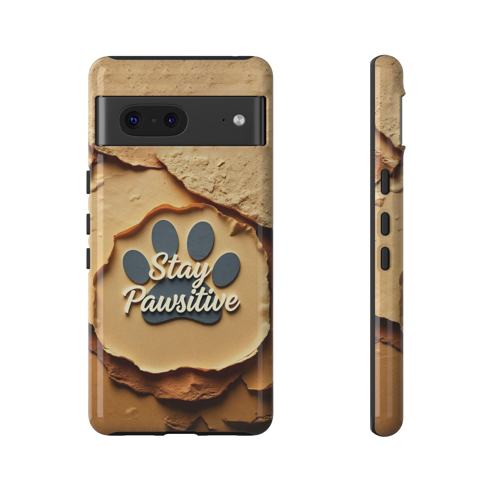 Stay Pawsitive Sand Paw Phone Case | Warm Earth-Tone Dog Lover Gift | Glossy Tough iPhone, Samsung & Pixel Cover - Image 73