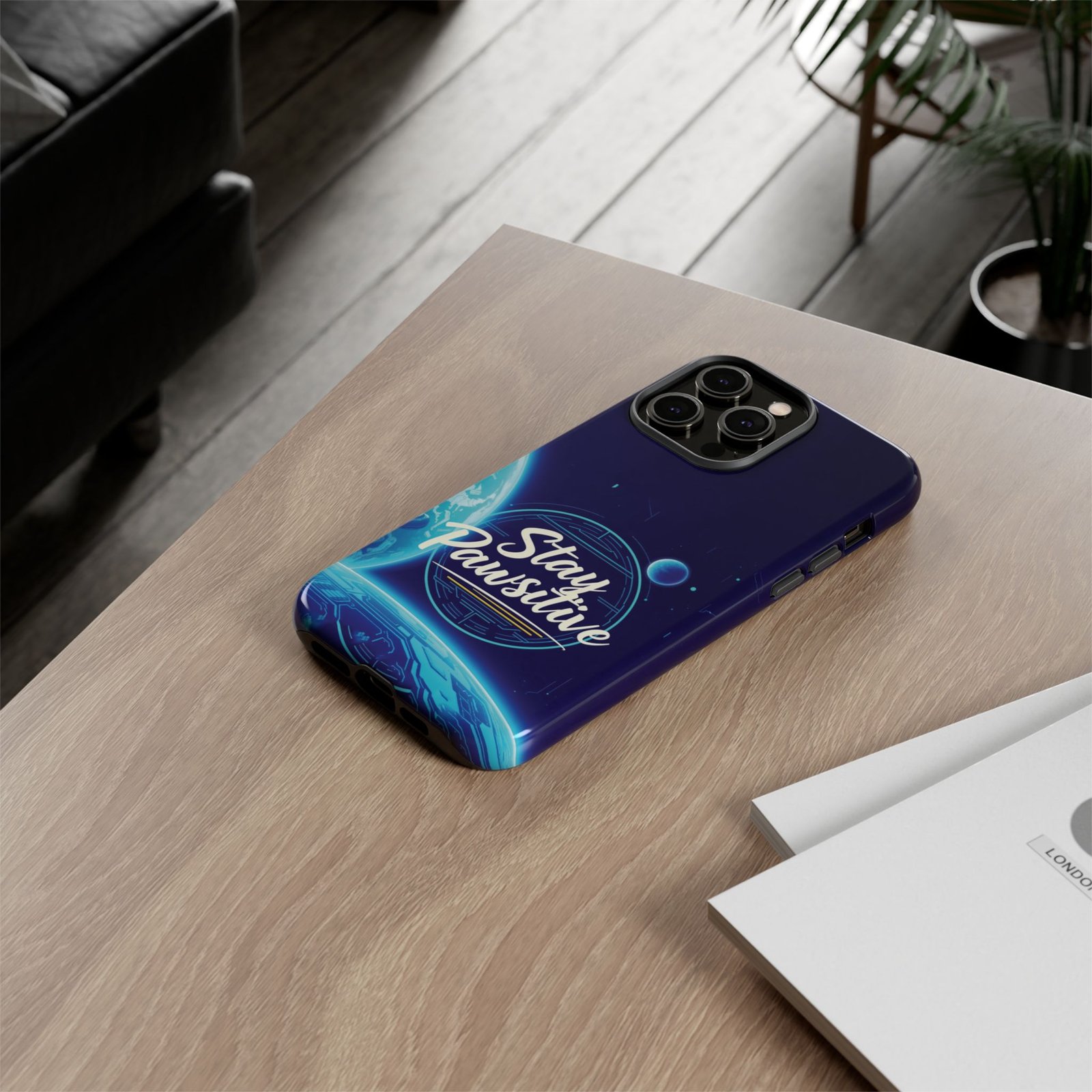 Stay Pawsitive Planet Phone Case | Cyber Paws Collection by CleoCloudy™ | Glossy Tough iPhone, Samsung & Pixel Cover - Image 59