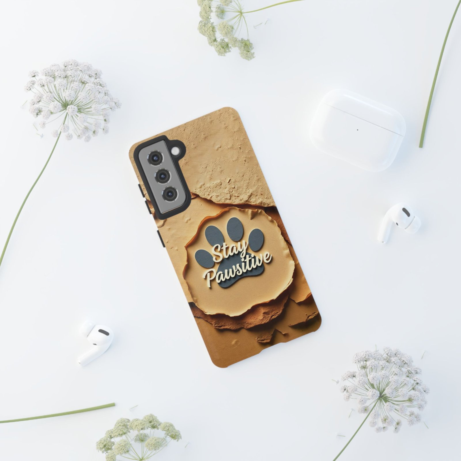 Stay Pawsitive Sand Paw Phone Case | Warm Earth-Tone Dog Lover Gift | Glossy Tough iPhone, Samsung & Pixel Cover - Image 28