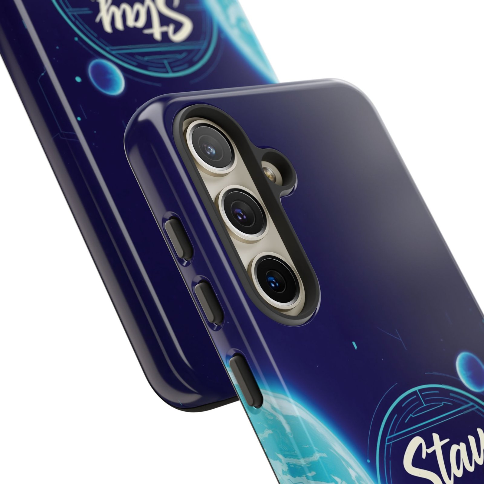 Stay Pawsitive Planet Phone Case | Cyber Paws Collection by CleoCloudy™ | Glossy Tough iPhone, Samsung & Pixel Cover - Image 93