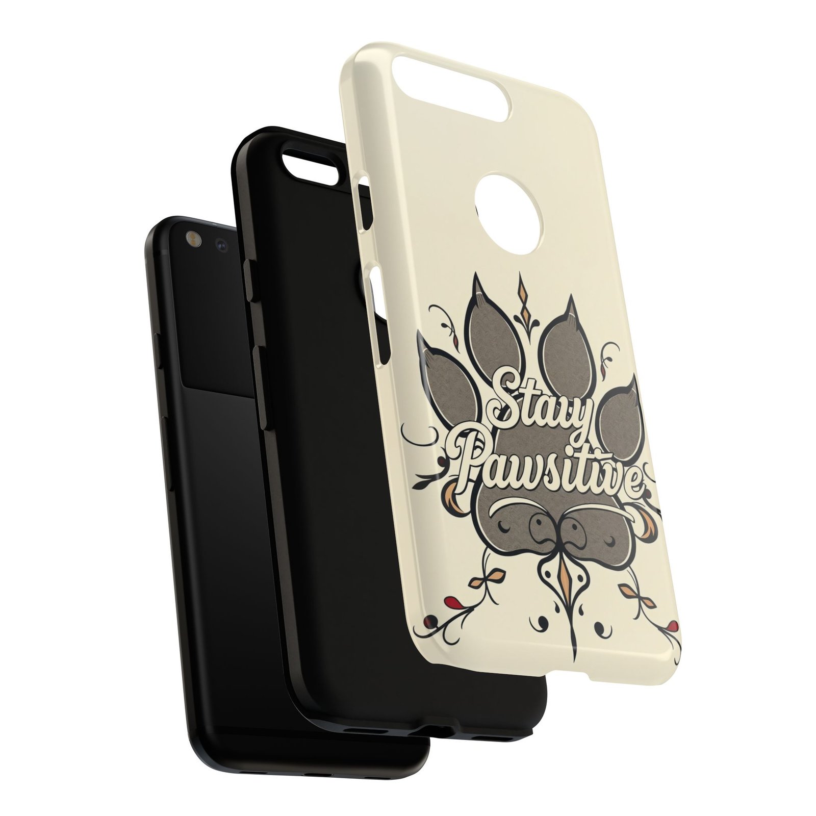 Stay Pawsitive Floral Paw Phone Case | Dog Lover Gift | Glossy Tough iPhone, Samsung & Pixel Cover - Image 154
